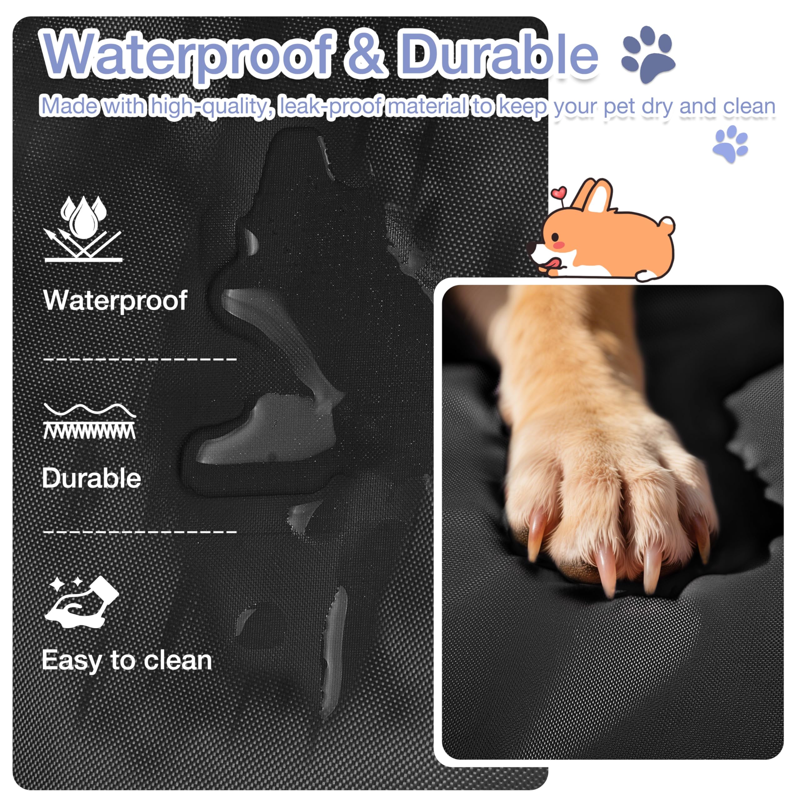Pawsee Waterproof Portable Dog Settle Mat, 127 x 70 CM Foldable Dog Travel Mat - Image 2
