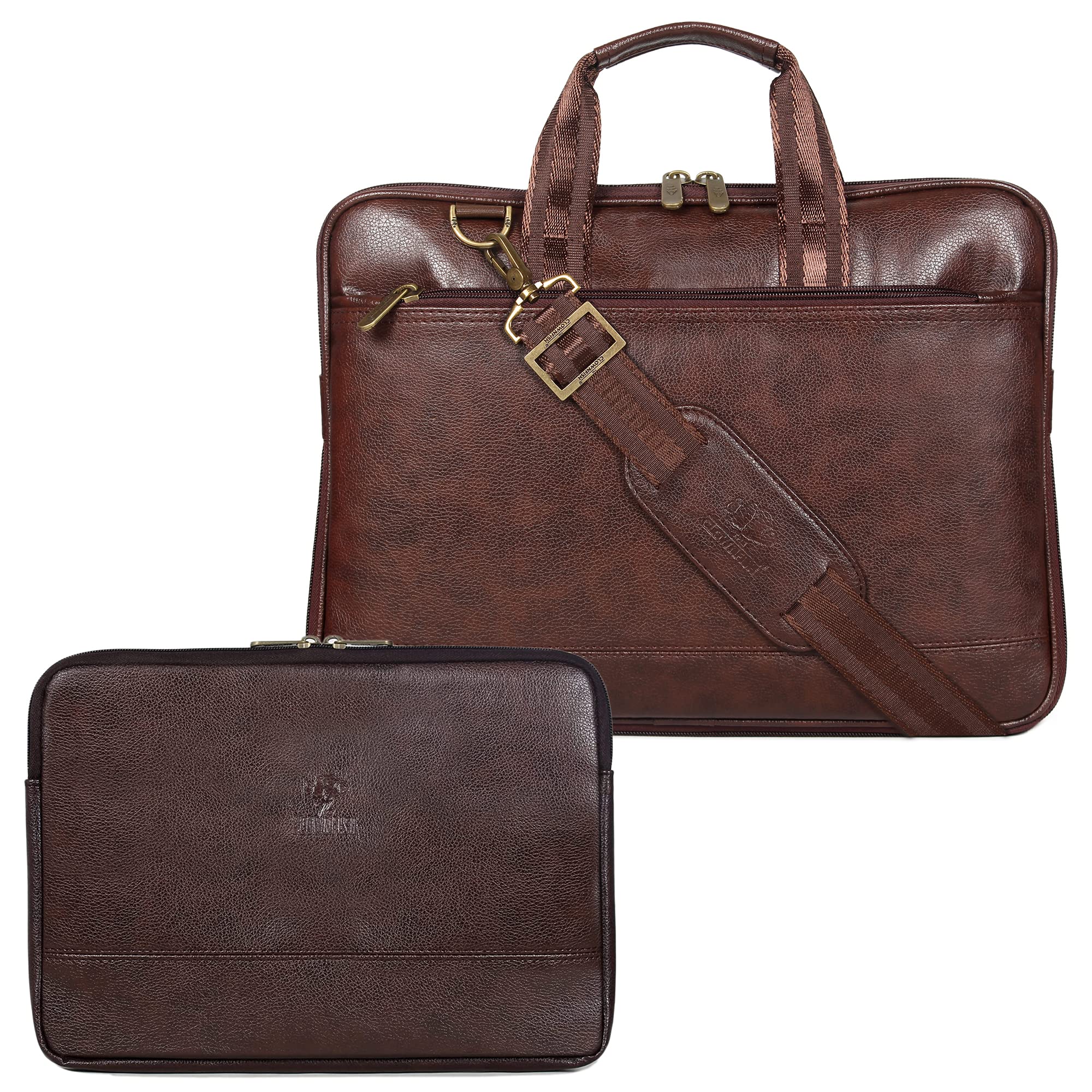 See full amazon price history chart for The Clownfish Combo of 10 Ltrs Vegan Leather 14 inch Formal Laptop Briefcase (Dark Brown) & The Clownfish Pascal Faux Leather14 inch Tablet Case Laptop Sleeve (Dark Brown) The Clownfish Combo of 10 Ltrs Vegan Leather 14 inch Formal Laptop Briefcase (Dark Brown) & The Clownfish Pascal Faux Leather14 inch Tablet Case Laptop Sleeve (Dark Brown) (B09RP5GHTJ) Amazon Price History, Amazon Price Tracker