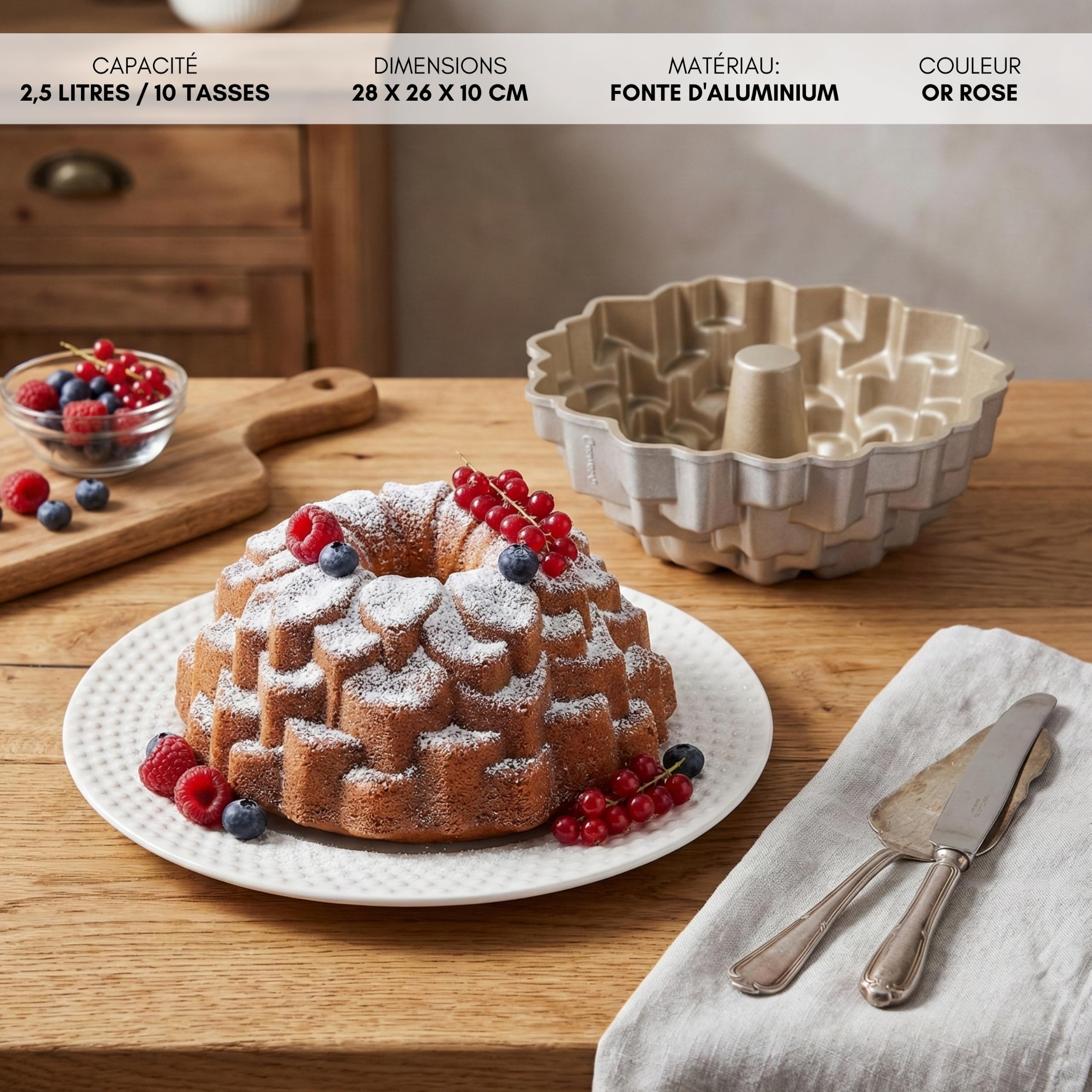 Erreke Moule à Gâteau avec Double Revêtement Antiadhésif, Bloom | Moule Kouglof. Moule Gateau. Moule à Tarte. Aluminium Moulé Résistant. Savarin Cuisson Uniforme. Pour Pâtisserie Maison