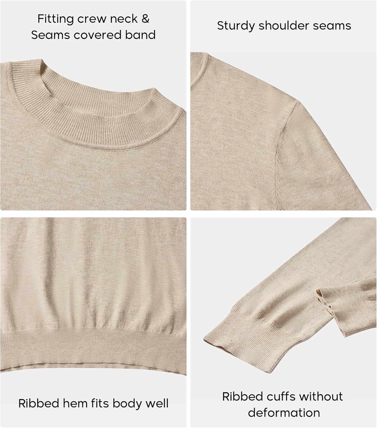 VPG Crewneck Sweater for Men, Lightweight Knit Plain Silm Fit Pullover, Black/White/Blue - Image 4