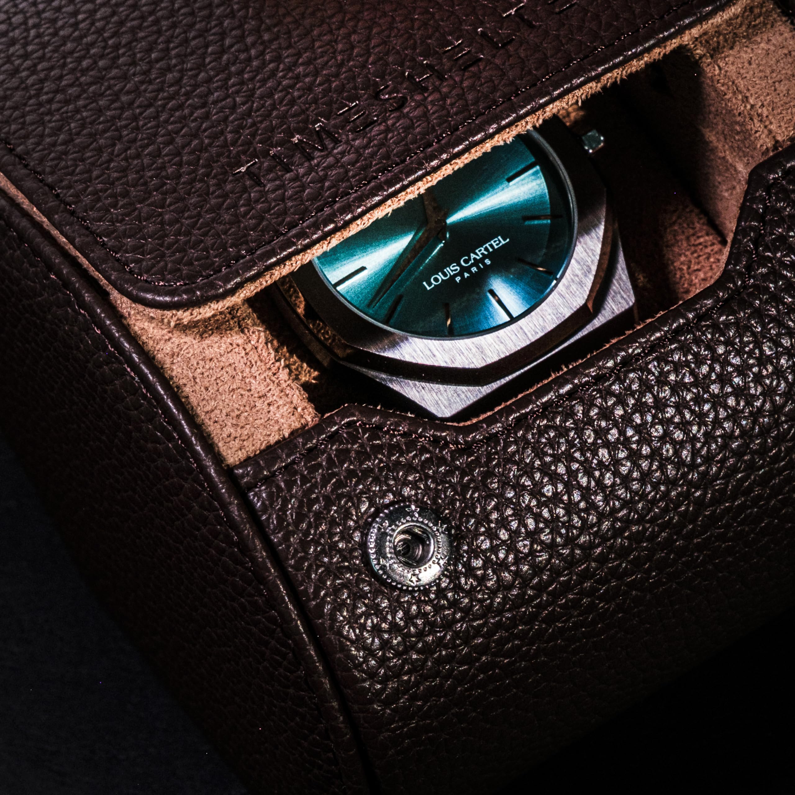 Étui montre Cuir de voyage et de rangement pour 1 montre Marron - Rangement bijoux - Boite montre/boite a bijoux pour montre - coffret cadeau homme