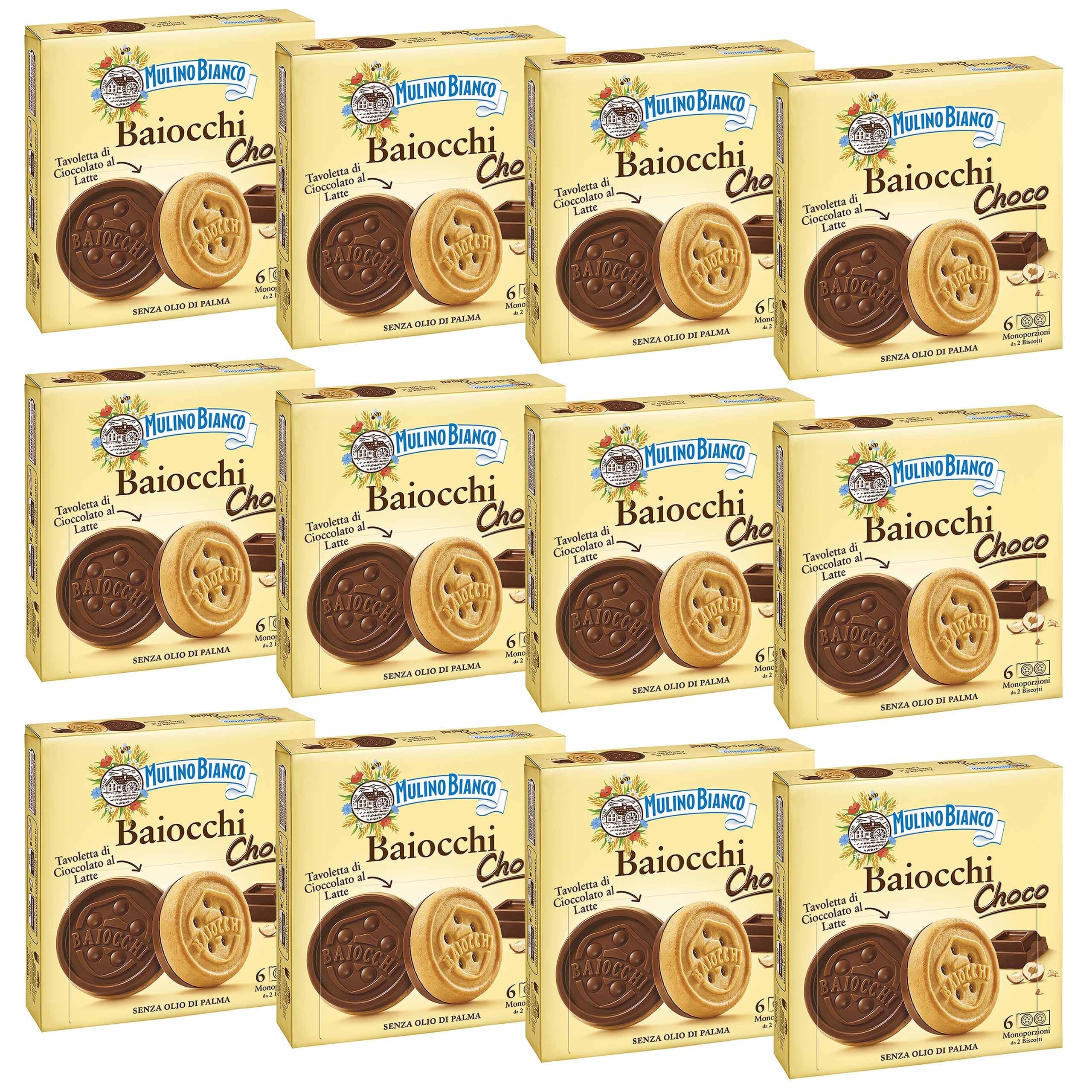 MULINO BIANCO Baiocchi Choco - biscuits italiens à la crème chocolatée 144g x 12 parcelles