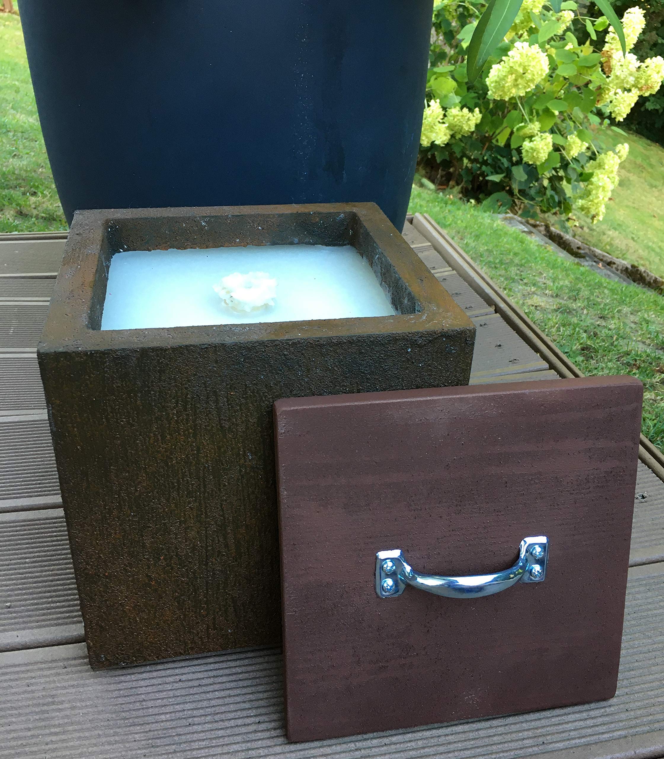 Wachsfresser | Kerzenfresser | Schmelzlicht m. Dauerdocht & Dochthalter | Cube Würfel XXL | 23x23x23 cm |Outdoor Kerze | anthrazit weiß Sand grau Rost Terrakotta schwarz