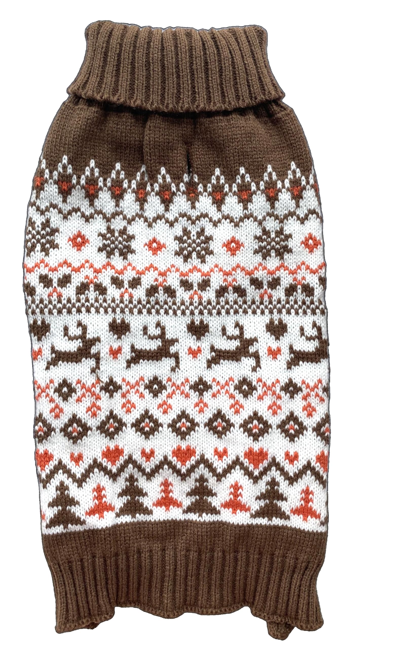 Turtleneck Ugly Knit Reindeer Holiday Christmas Dog Sweater for Small Dogs Holly Christmas Dog Clothes, Small (S) Back Length 12"