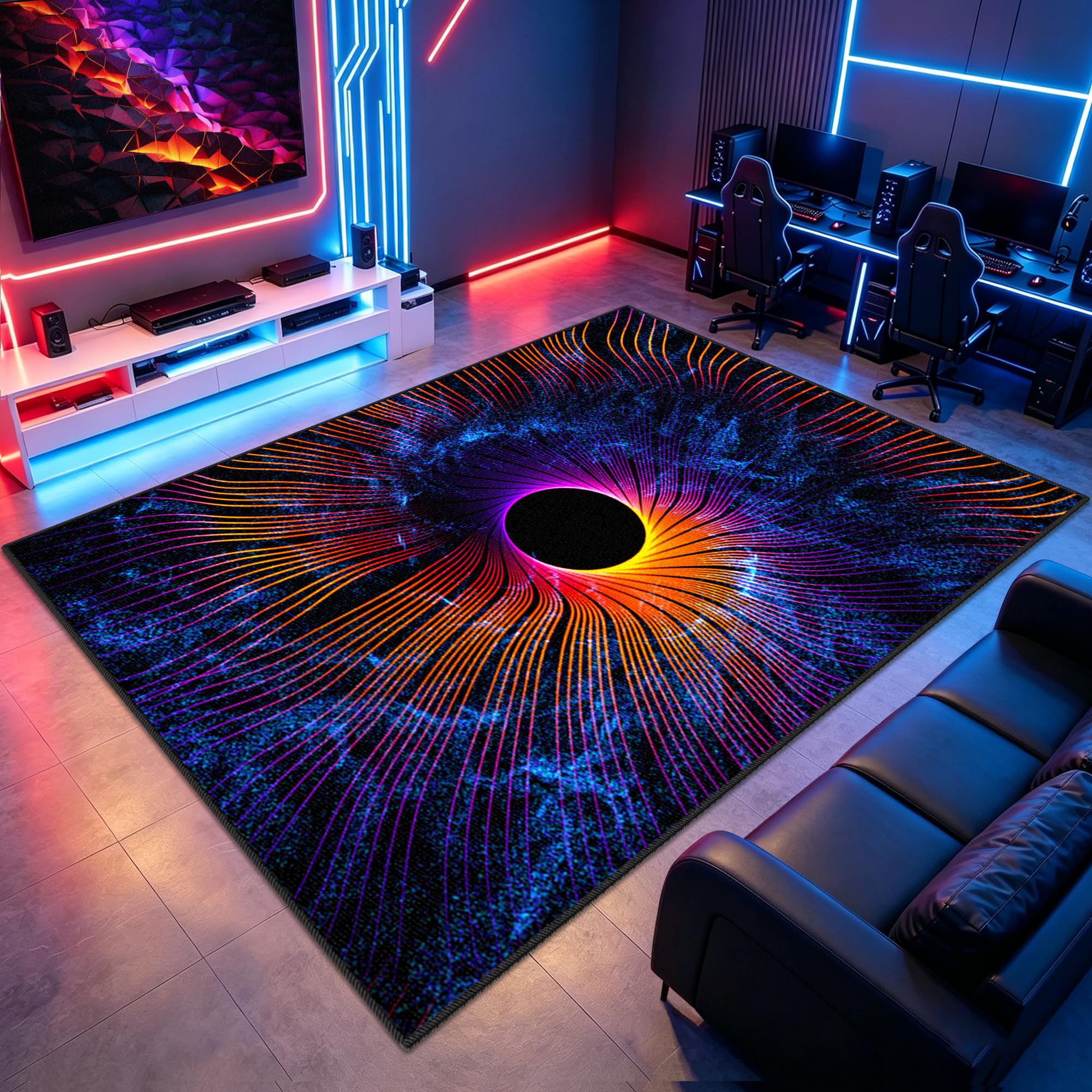Alfombra Salon Grande Lavable, Alfombra de área de juegos para dormitorio de niños, 3D Alfombras Gamer Gaming antideslizante, Alfombra Habitación Juvenil para Sala de Juegos, Dormitorio 200 x 250 cm
