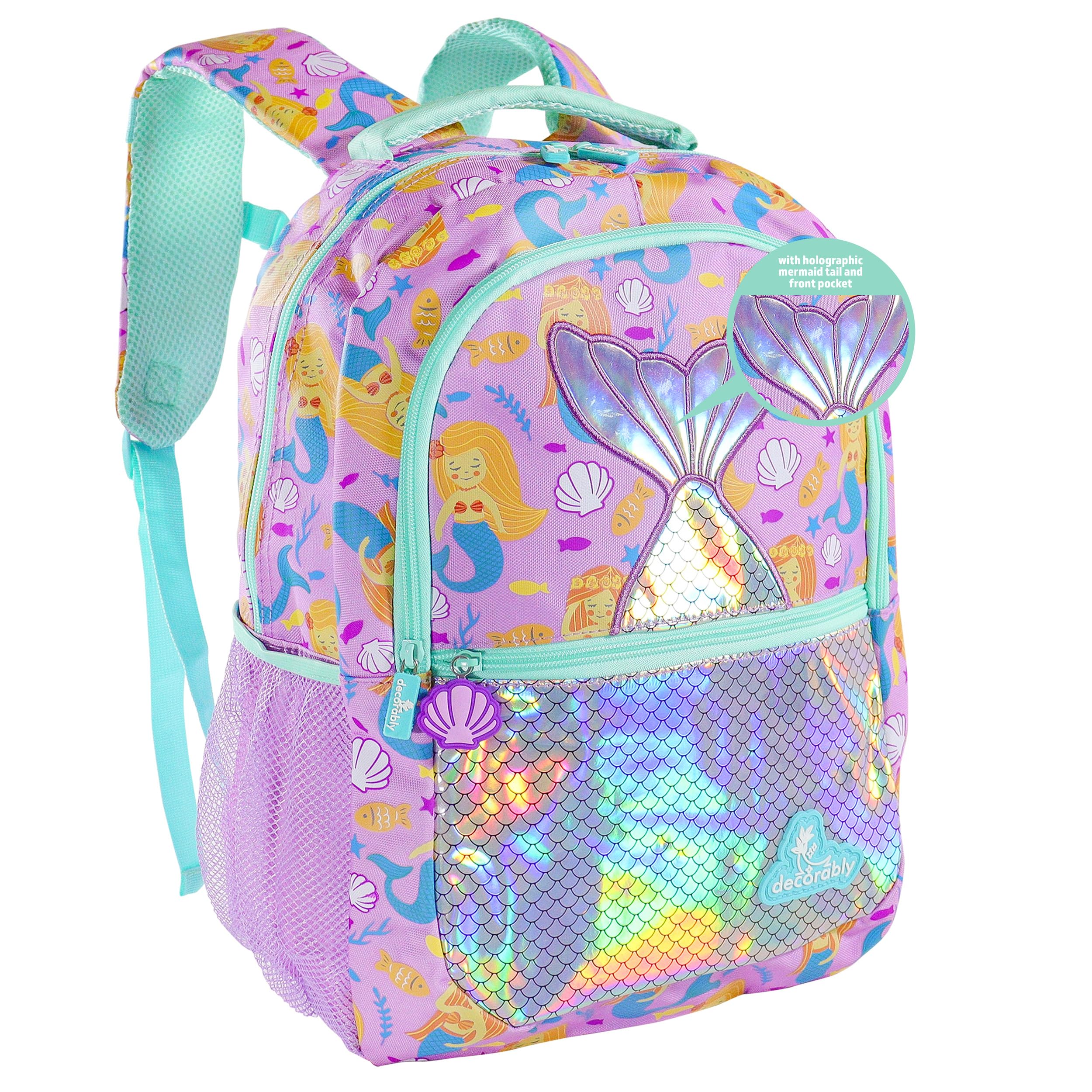 Decorably 16.5in Themed Kids Backpack with 3 Main Compartments & 2 Side Pockets, Backpack for Kids with Padded Straps & Back
