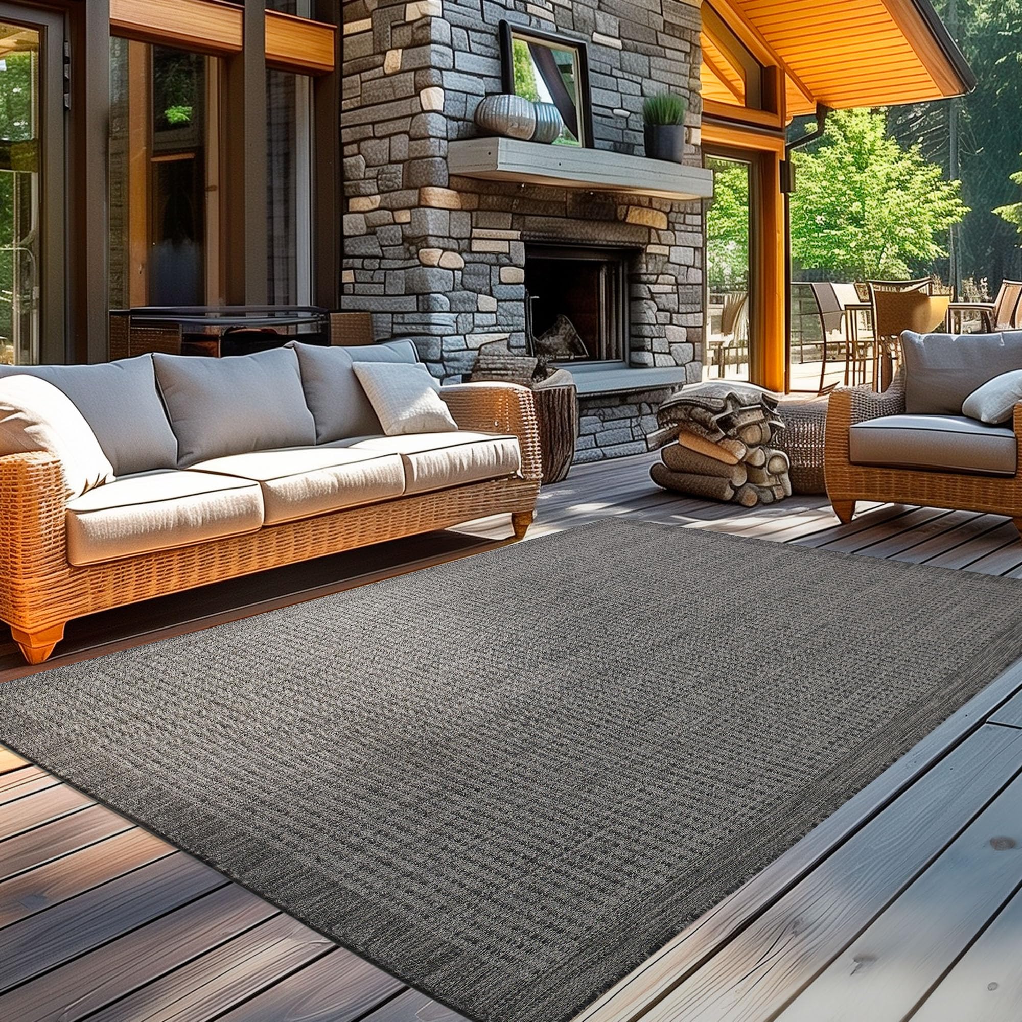 Carpetsale24 In- & Outdoor-Teppich Wetterfest Einfarbig Flachgewebe Küchenteppich Balkon Garten, Terrassen Teppich