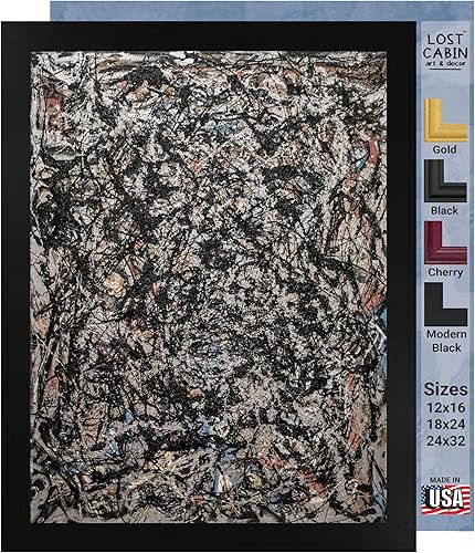 Miniatura 10 de Número de cabina perdida 17A de Jackson Pollock  Lienzo en marco biselado dorado  Reproducción de pinturas de obras de arte finas  Póster decorativo
