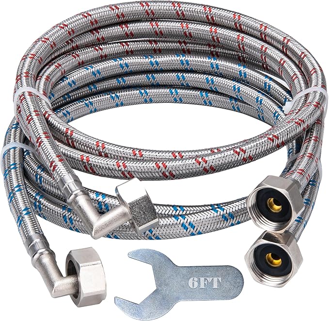 Washing Machine Hoses,(6FT 2 Pack) with 90 Degree Elbows