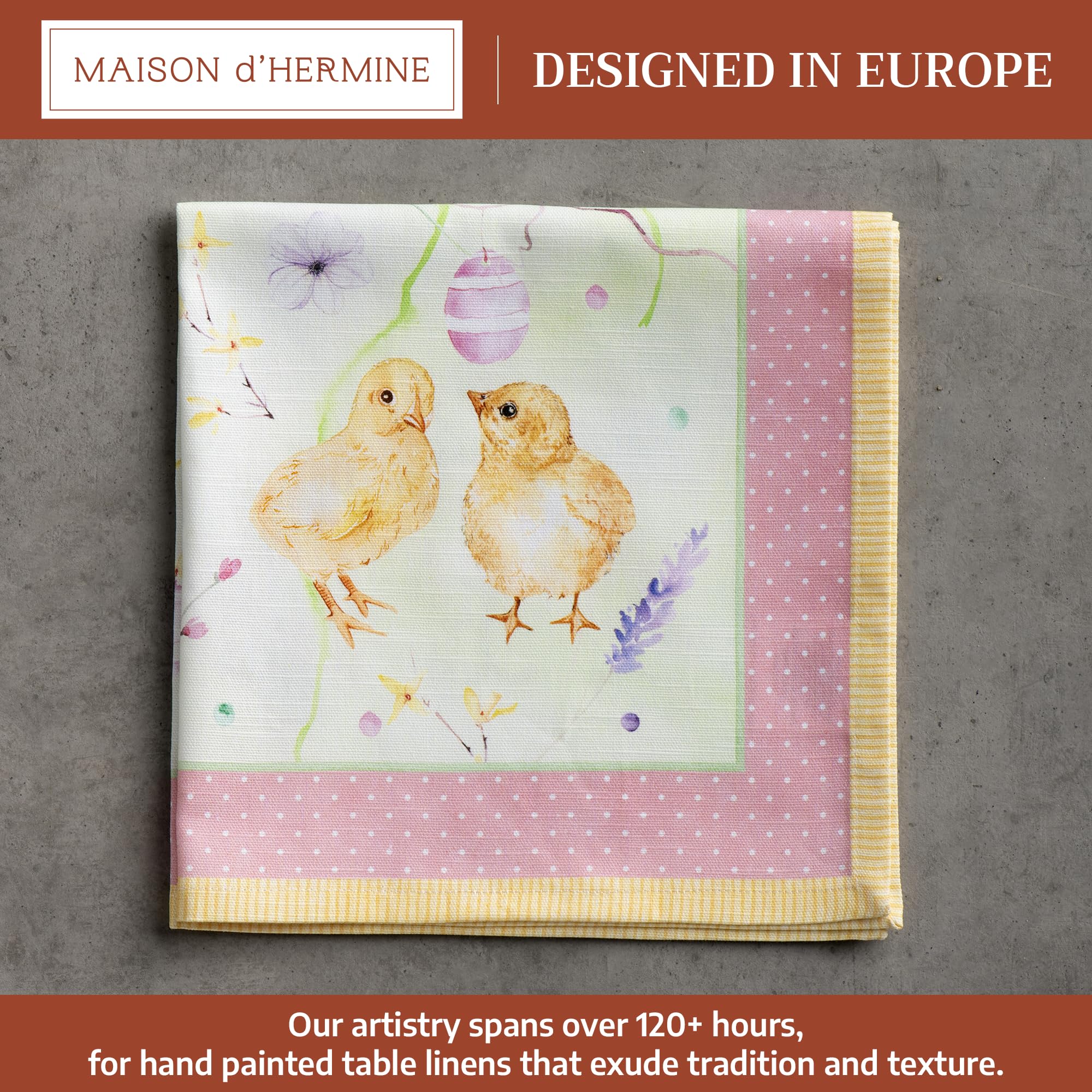 Maison d' Hermine Servilletas 100% algodón, juego de 4 servilletas de tela, lavables, para regalos del día de la madre, cena, baby shower, primavera/verano (45 cm x 45 cm)