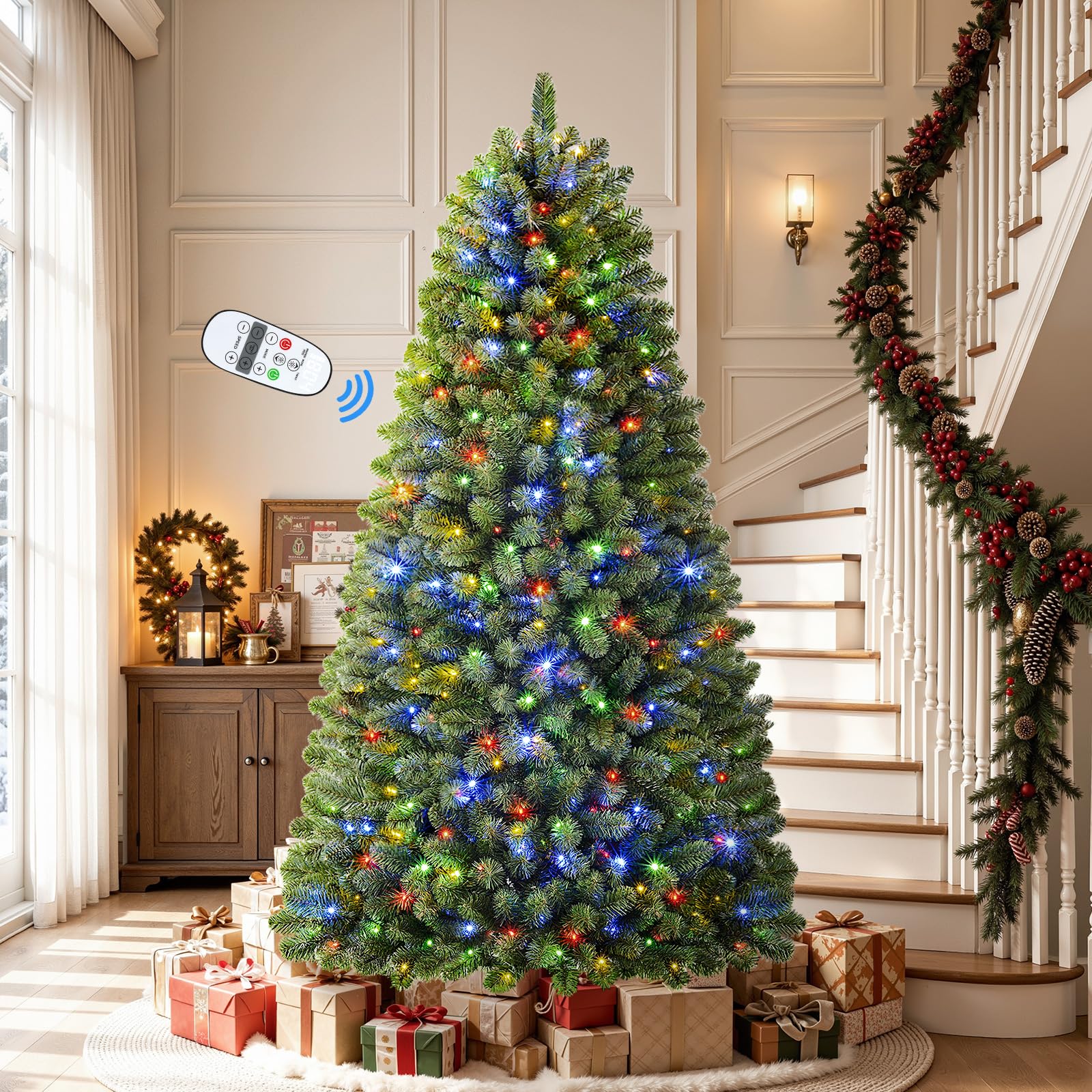6FT Artificial Prelit Classic Christmas Tree with Remote Control,Timer