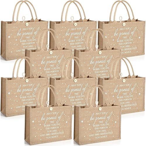 Regalo de agradecimiento para profesores para mujeres, enfermera, oficina, compañera de trabajo, regalo inspirador de yute de arpillera, bolsa de