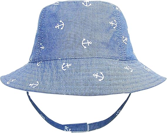 Amazon 赤ちゃん子供漁師の帽子かわいいアンカーモチーフ紫外線保護綿太陽の帽子夏春ホリデー帽子デニムブルー 頭囲50cm L 帽子 通販