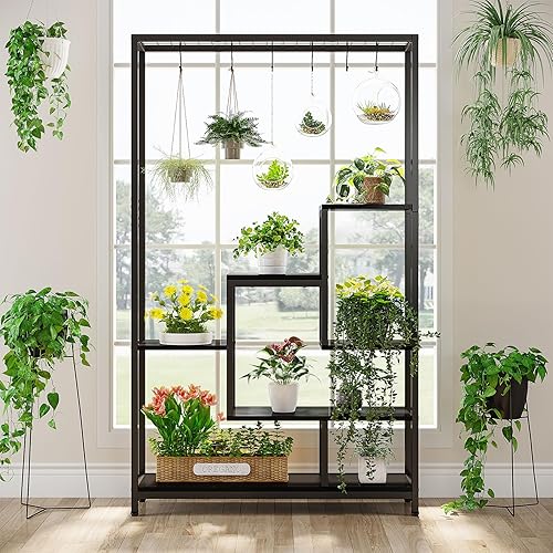 Miniatura 10 de LITTLE TREE Soporte alto para plantas de interior de 5 niveles, estante de metal grande de 70.9 pulgadas para macetas de bonsái, estante de