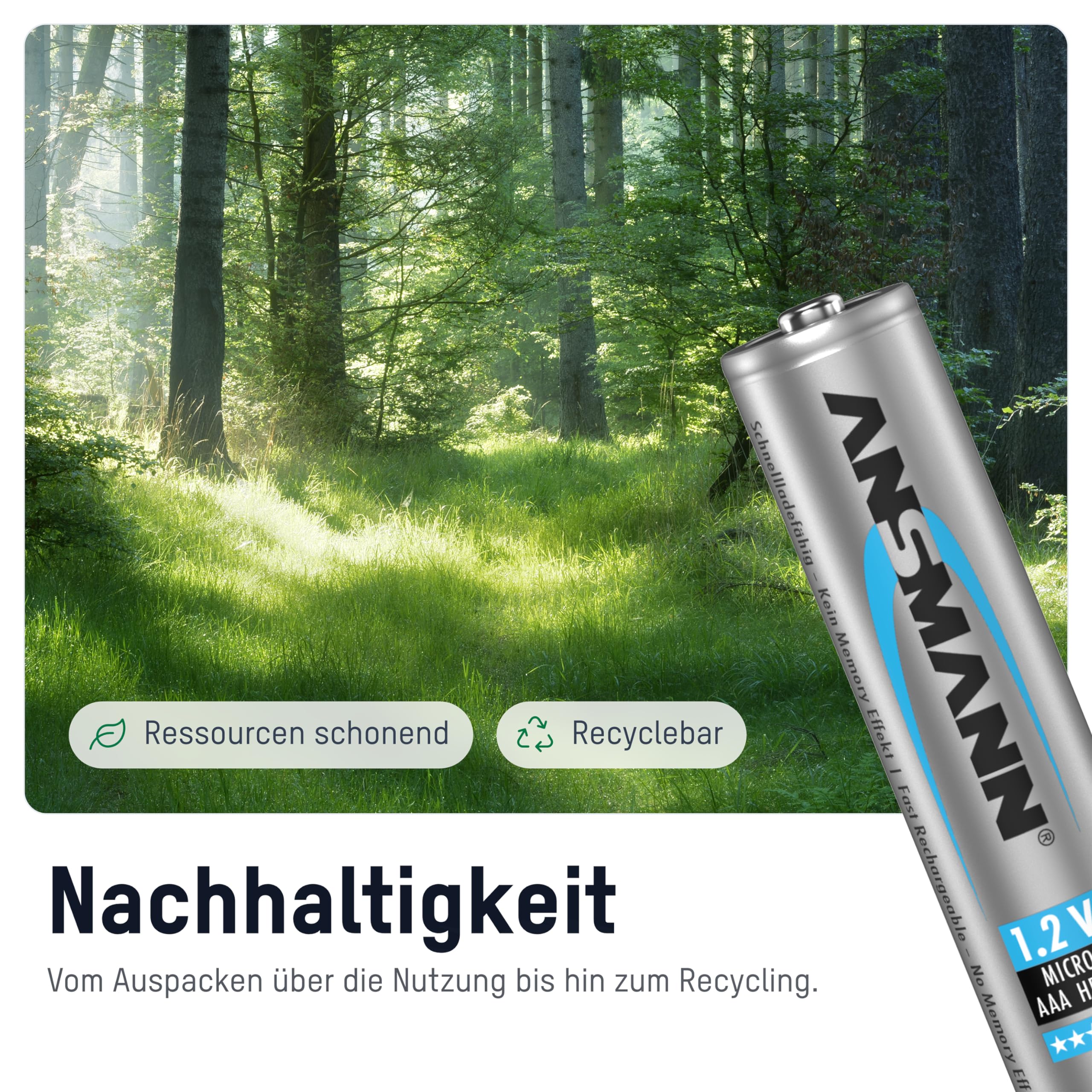 ANSMANN Micro AAA Tipo 1000mAh Batteria Ricaricabile ad Alta Capacita 4x Micro AAA NiMH HR03