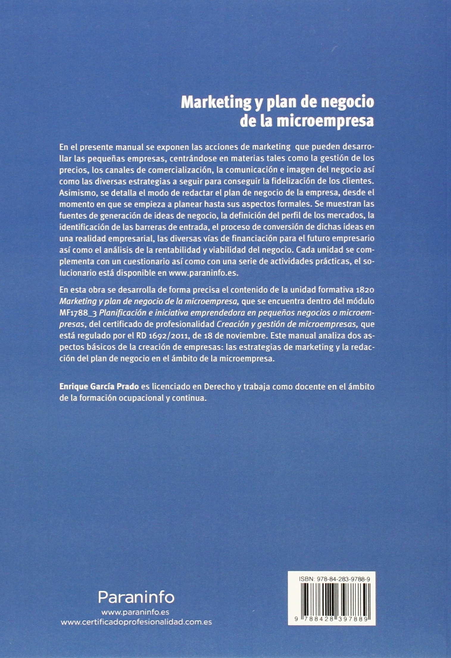 Marketing y plan de negocio de la microempresa (Administración y Gestión)