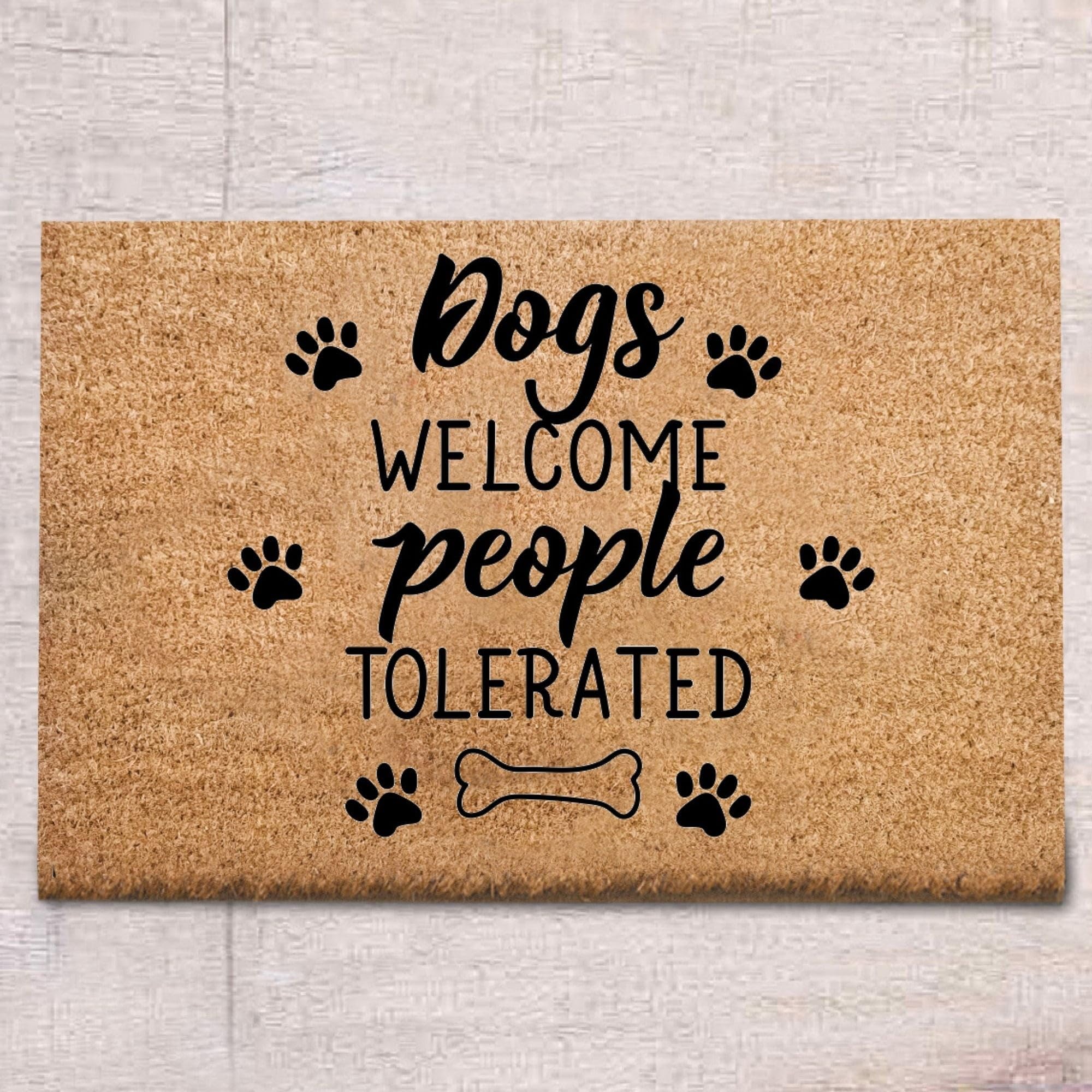 Dogs Welcome People Tolerated Doormat,Welcome Doormat,Entryway Decoration,Durable Doormat,Housewarming Gift Doormat 36X24 Inch