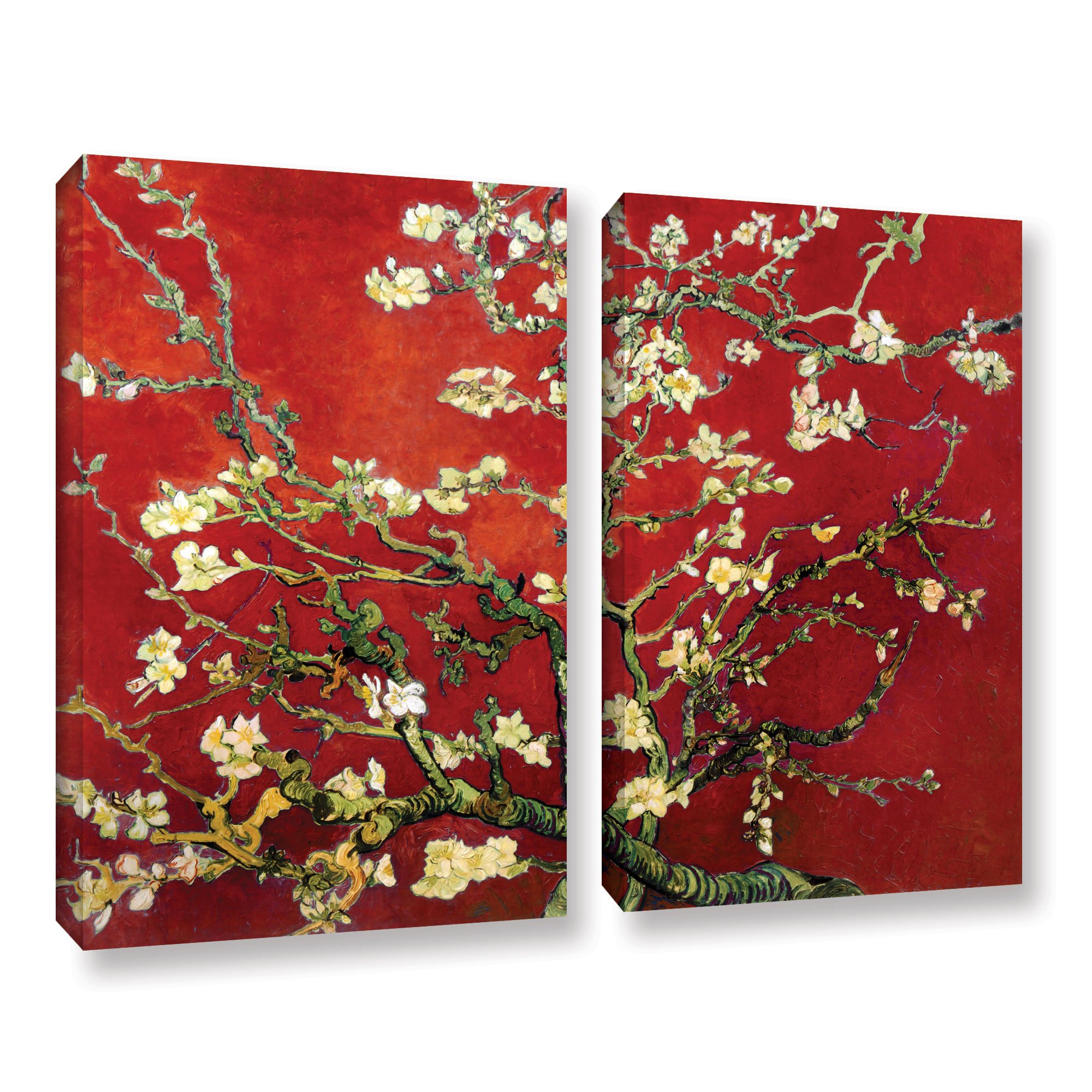 2-Piece Vincent Vangogh's Red Blossoming Almond Tree Gallery Wrapped Canvas Set, 24 by 32-Inch, Multicolor