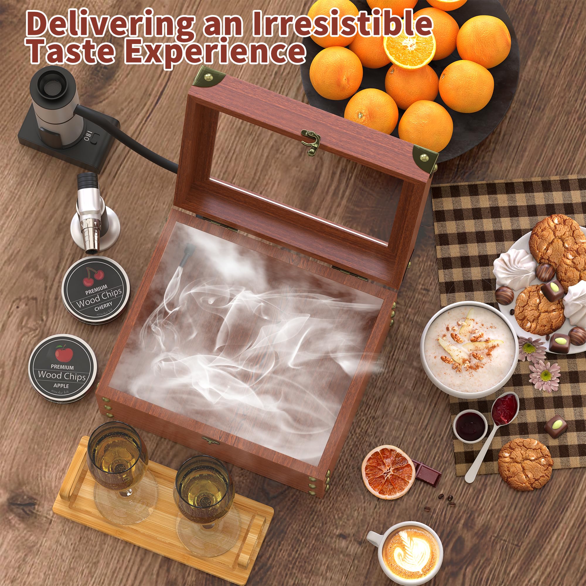 Orionstar Cocktail Smoker Kit with Torch, Food Tray and Wood Chips (Apple & Cherry), Whiskey Smoker Infuser Kit, Old Fashioned Drink Smoker Kit, Bourbon Whiskey Gifts for Men (Without Butane and Cup)