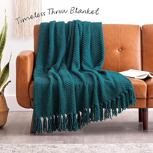 Miniatura 2 de Chanasya - Manta de punto muy suave con borlas cálida y acogedora, manta de felpa suave tejida para cama, sofá, silla, sofá, sala de estar, cama,