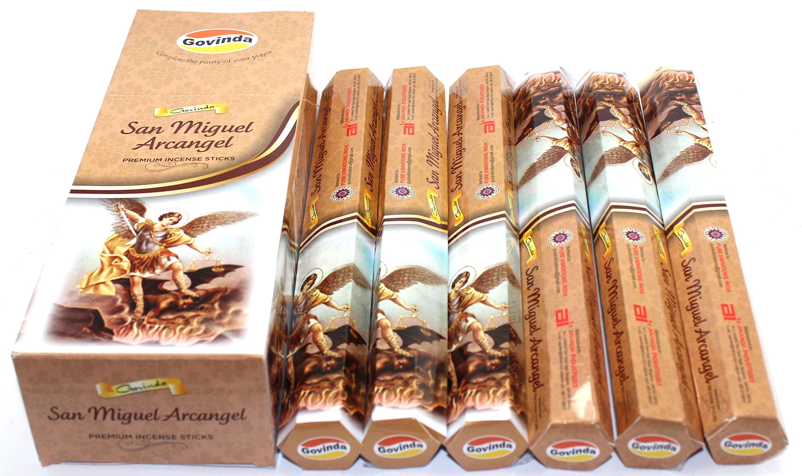 Govinda Incense - San Miguel Arcangel - 120 Incense Sticks, Masala Coated