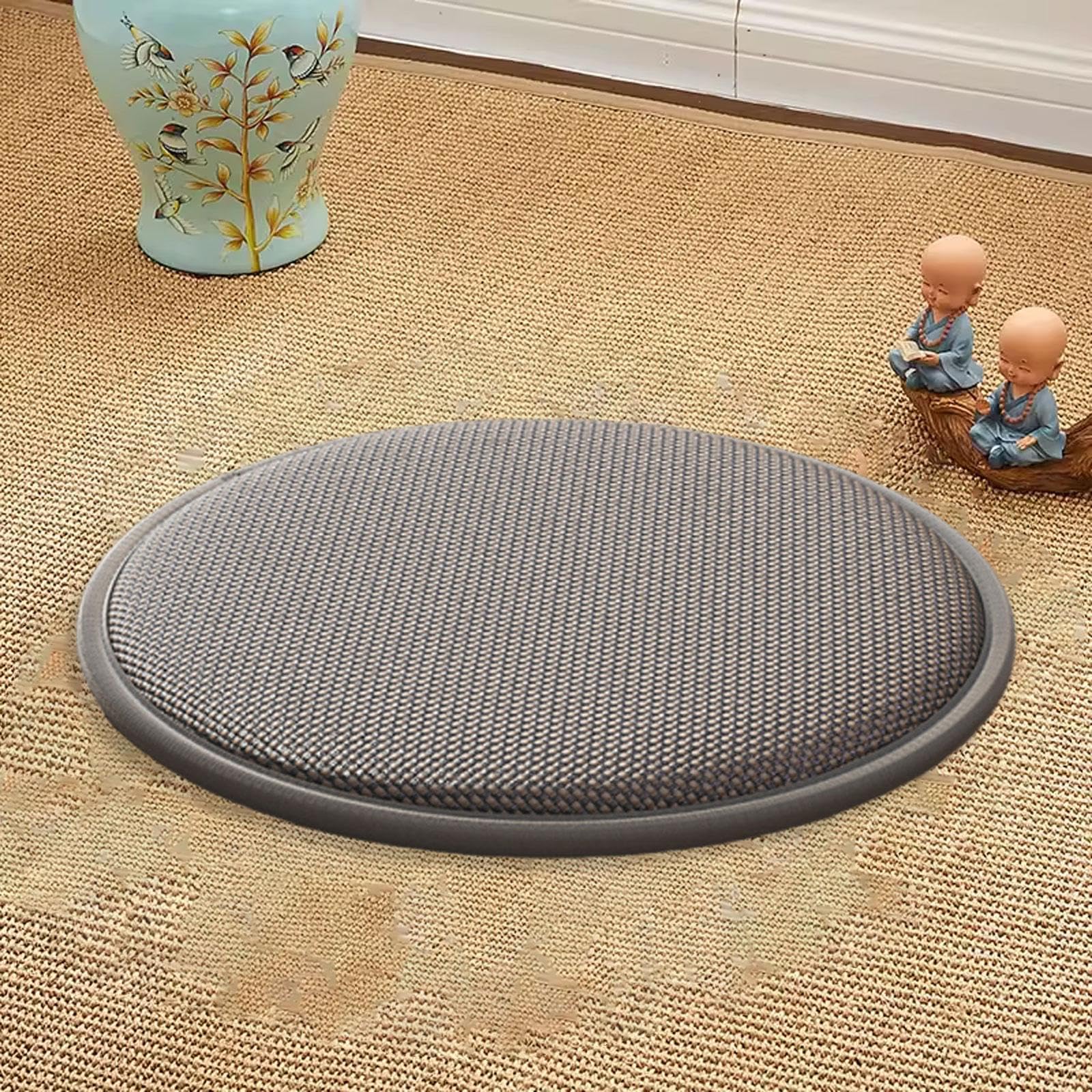 Tappetino Meditazione Decorativo Cuscino Tondo Imbottito Antiscivolo Comfort Extra Tessuto Misto Facile da Pulire Superficie Morbida E Pratica Adatto