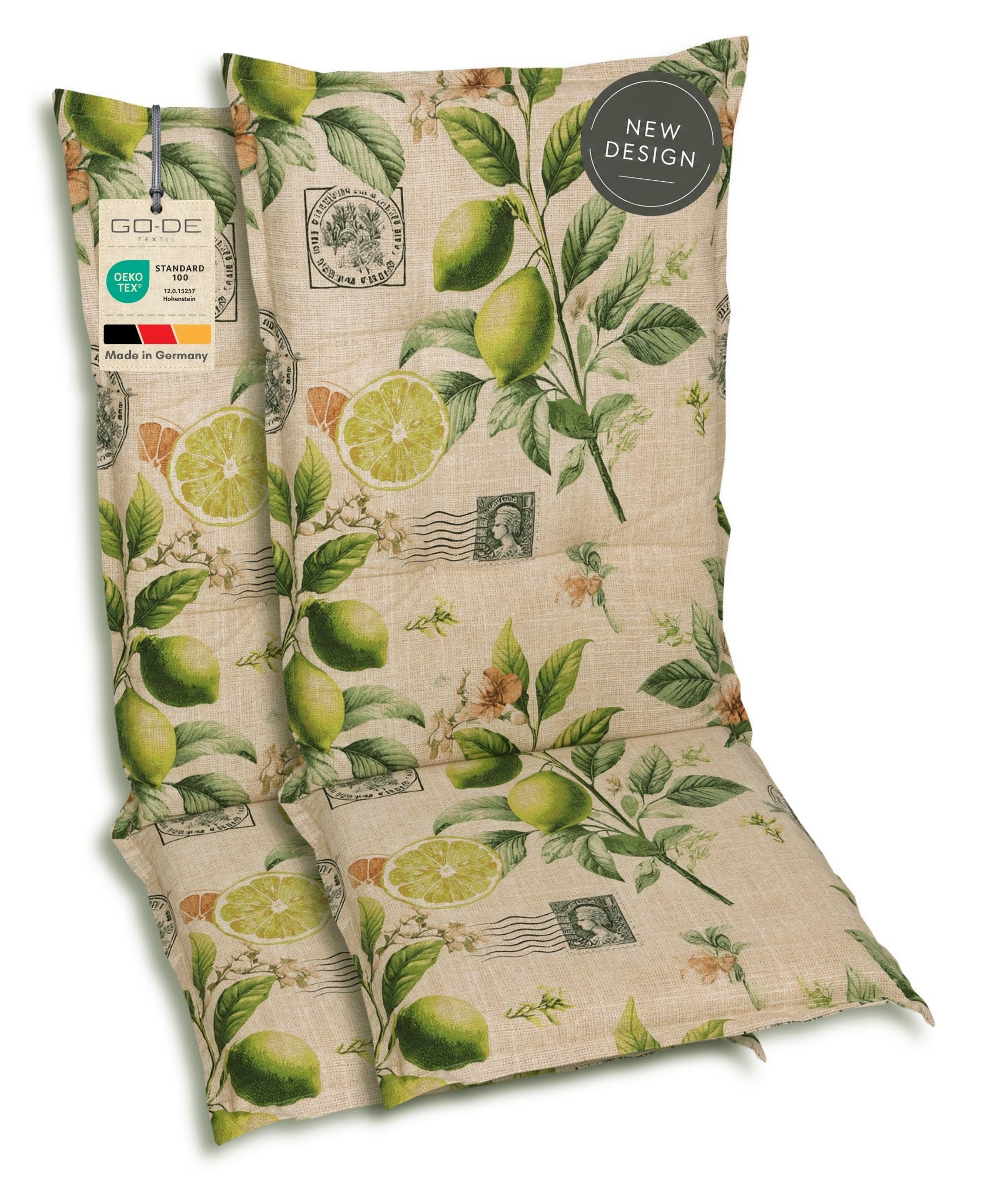 Bequeme und attraktive Polsterauflagen für Hochlehner-Gartenstühle (2er-Set, Lemon Sand, Hochlehner)