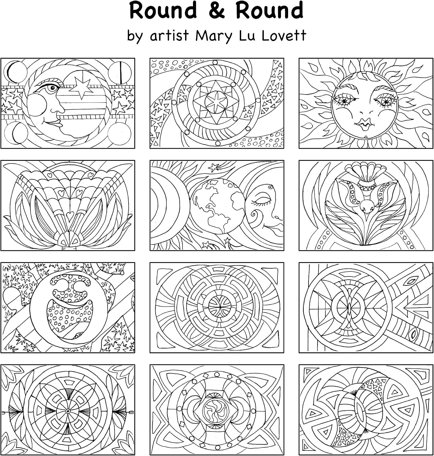 COLORpockit 4x6 Postcard Coloring Book Card Decks with Round & Round and Floral Fun. Refills for COLORpockit Complete Portable Coloring kit. Contains Two 12-Card Coloring Decks.