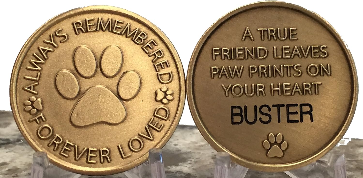RecoveryChip Personalized Pet Name Memorial Medallion Engraved Always Remembered Forever Loved Token