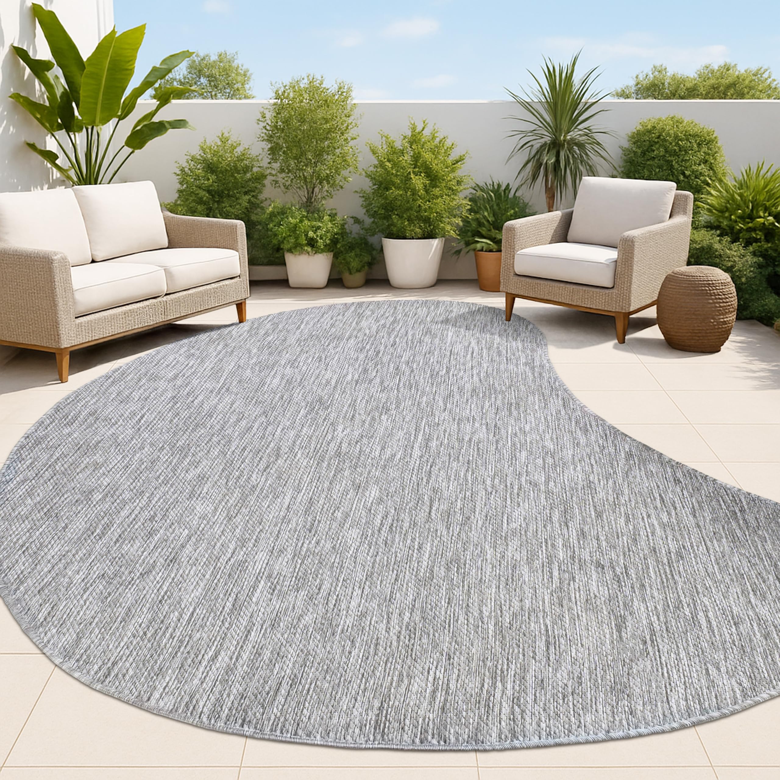 JONATHAN Y Rustic Organic Curve Indoor Outdoor Area Rug 8X10 Gray Evan Modern for Backyard Patio Porch Easy-Cleaning