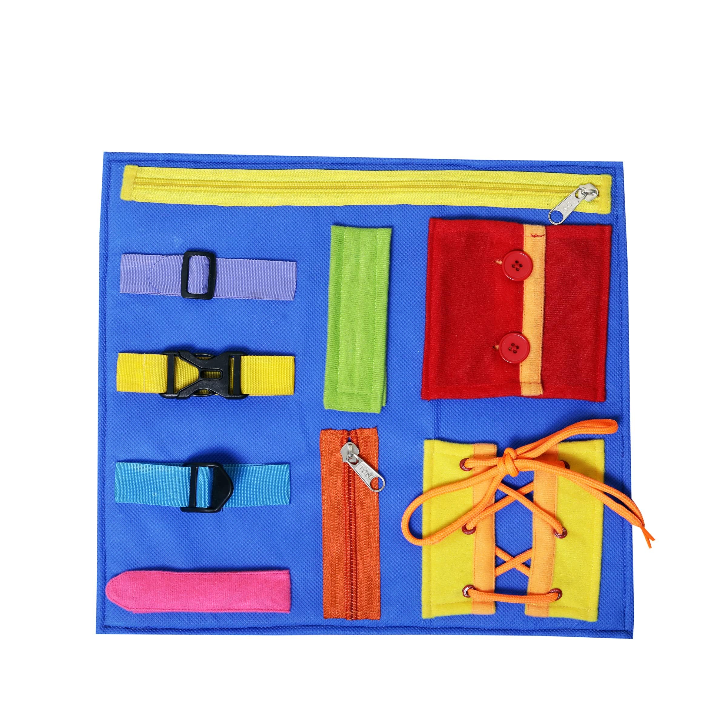 Toodles Learnings Fine Motor Skills Toy with Zippers & Buckles Develop Fine for Kid's Skill Development Learning Bag with Buckles | Zippers & Snaps 2 to 5 Year Old Kids | Multicolor