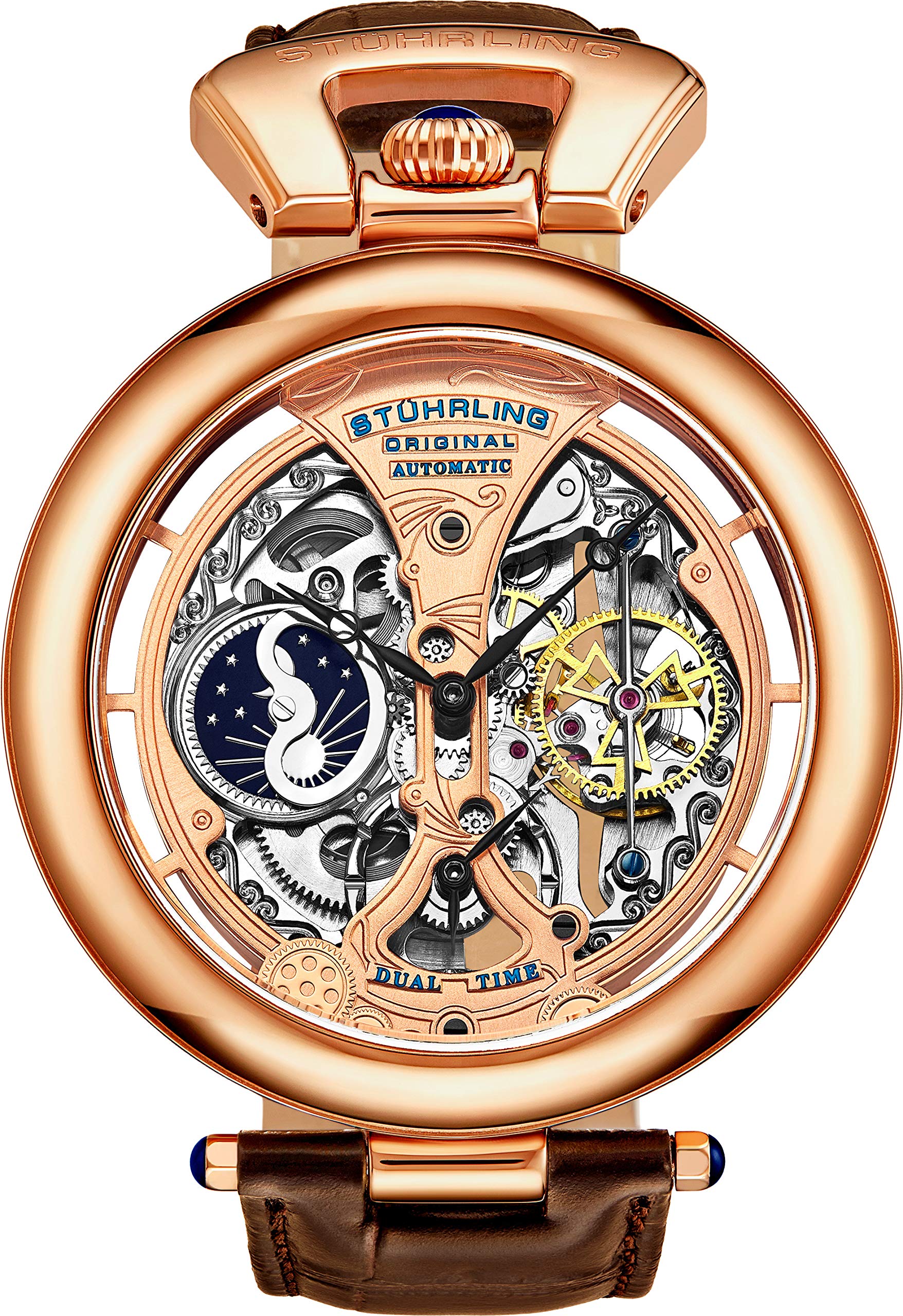 Sturhling Watches Stuhrling Skeleton Watch Rose Gold Stuhrling