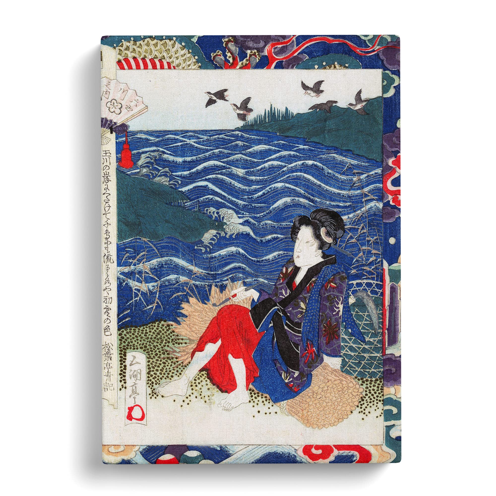 Lady With A Pipe By Yashima Gakutei Canvas Print, Mixed, 25L x 50W cm - Image 2