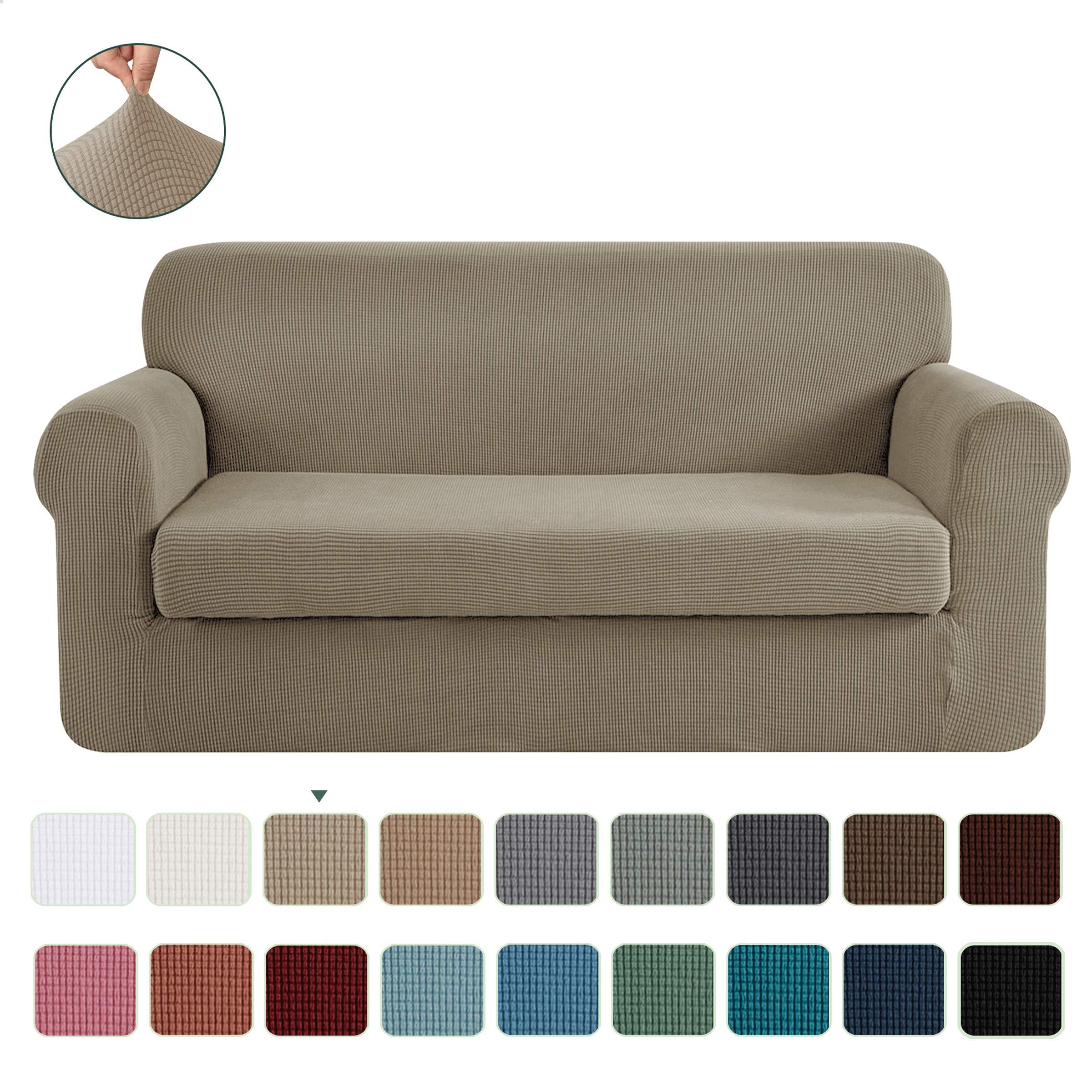 CHUN YI Jacquard Sofa Covers 1Piece Polyester Spandex Fabric Stretch Slipcovers (Loveseat