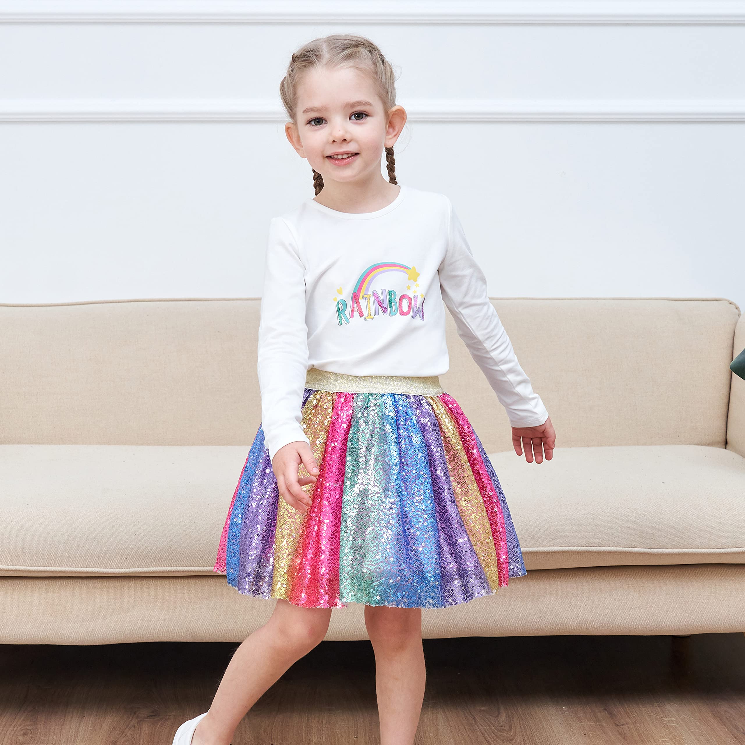 Sunny Fashion Ragazze Gonna Blu Cuore Paillettes Scintillante Tutu Danza 2-12 Anni