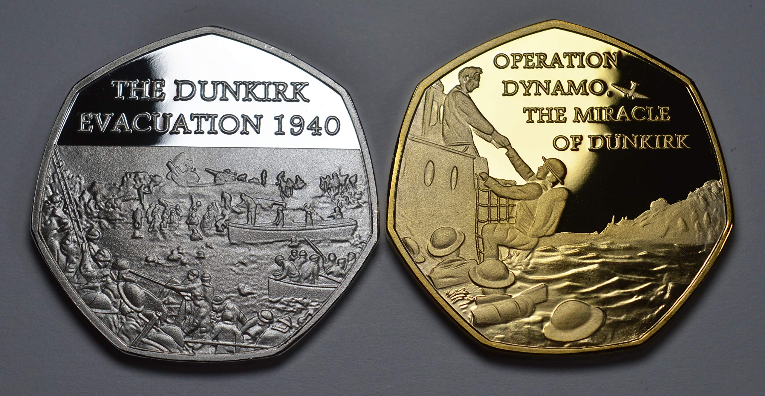 The Commemorative Coin Company Pair of DUNKIRK EVACUATIONS 1940 Silver & 24ct Gold Commemoratives. Operation Dynamo 'The Miracle of Dunkirk'. WW2