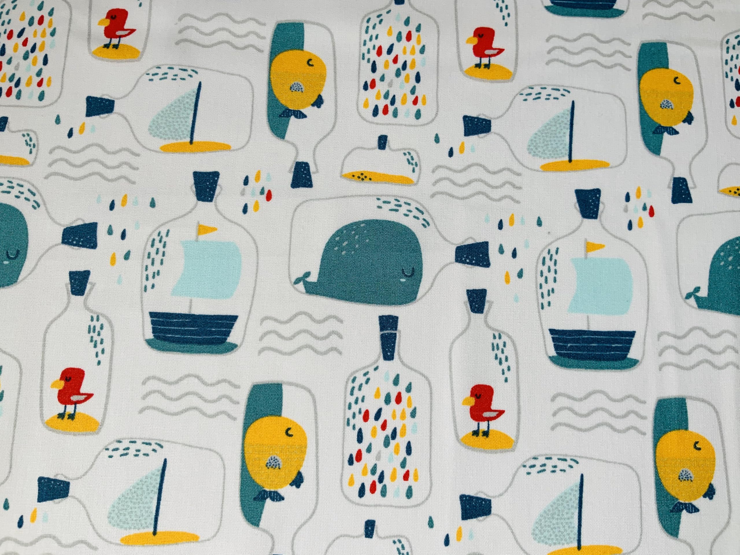 Nautical Fabric, 100% Cotton Printed Material, 44” Wide, Maritime Themed Fabric by The Metre, Ideal for Crafts Quilting