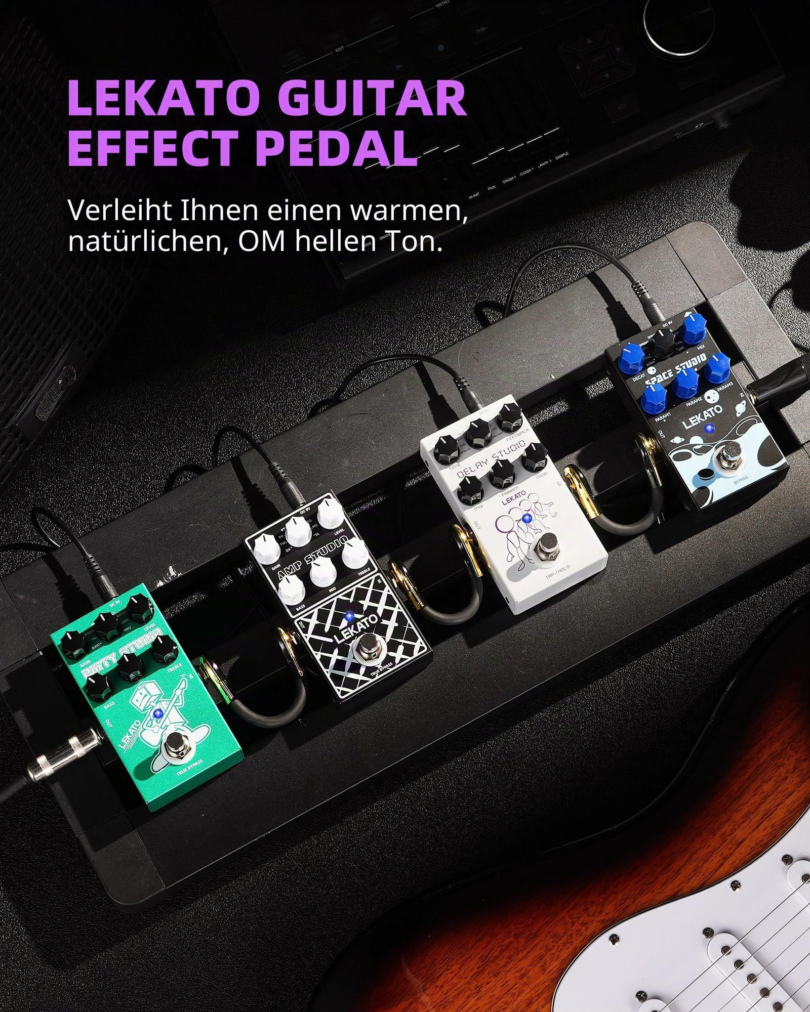 LEKATO Delay Pedal,Gitarren Effekt Pedal mit 9 Delay Effekten,Tap Tempo Freeze