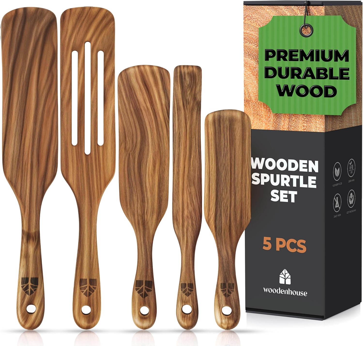 Amazon.com: WOODENHOUSE LIFELONG QUALITY Spurtle Set, Teak Spurtle ...