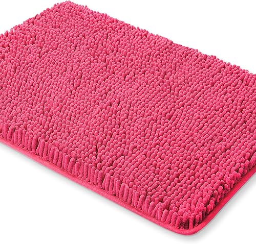 Miniatura 45 de Yeaban Alfombras de baño gris oscuro – Gruesas alfombras de baño de chenilla | Alfombras de baño absorbentes y lavables antideslizantes, alfombras