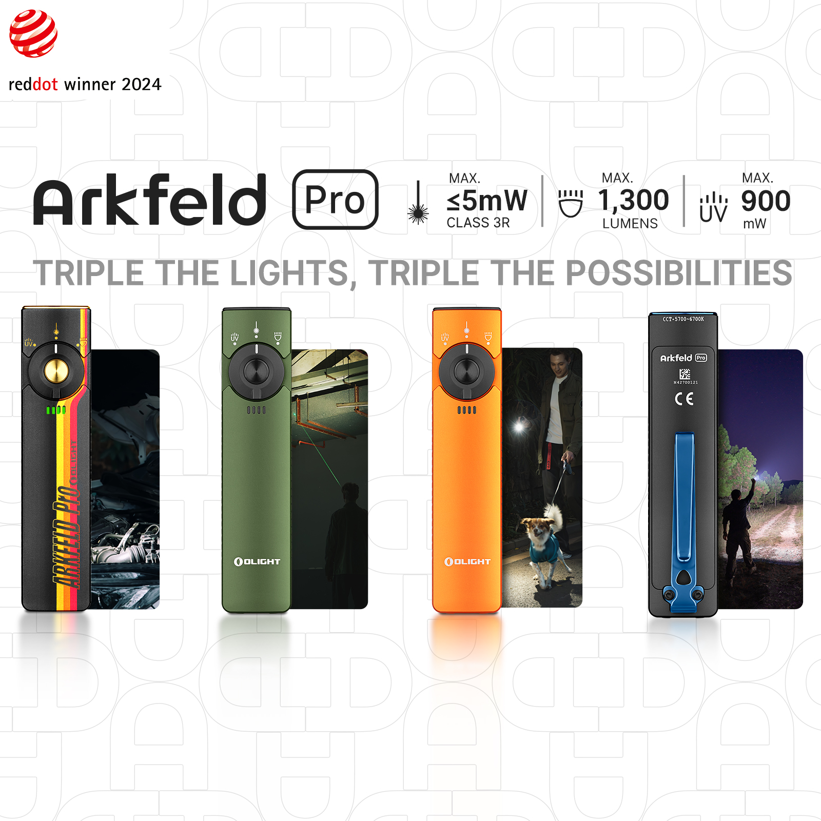 OLIGHT Arkfeld Pro Rechargeable EDC Flat Flashlight with UV and