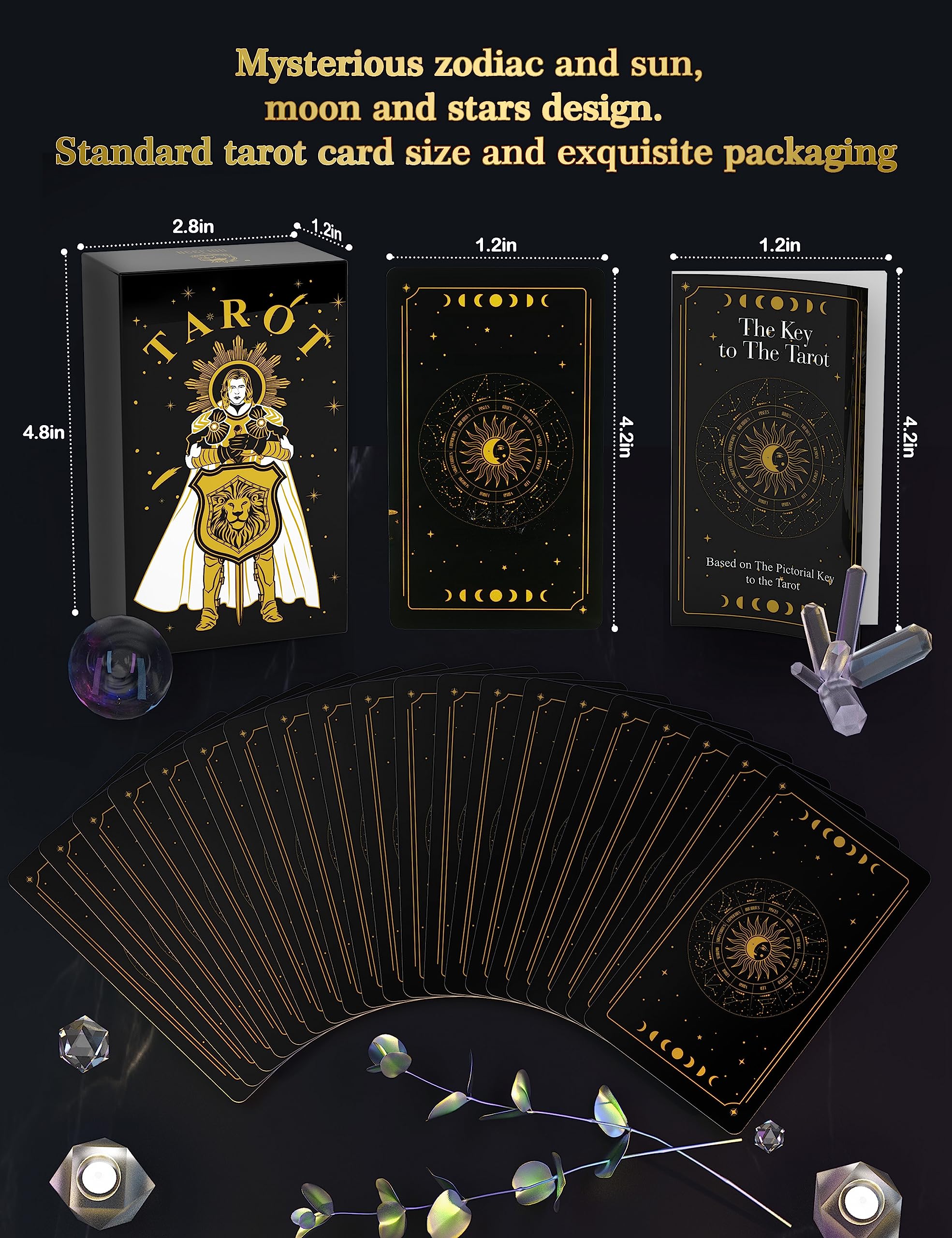 WJPC Gold Tarot Cards with Guide Book Set&Gift Box for Beginner& Expert. Tarot Decks, Original Design Knight Tarot(Light Gold) - Image 3