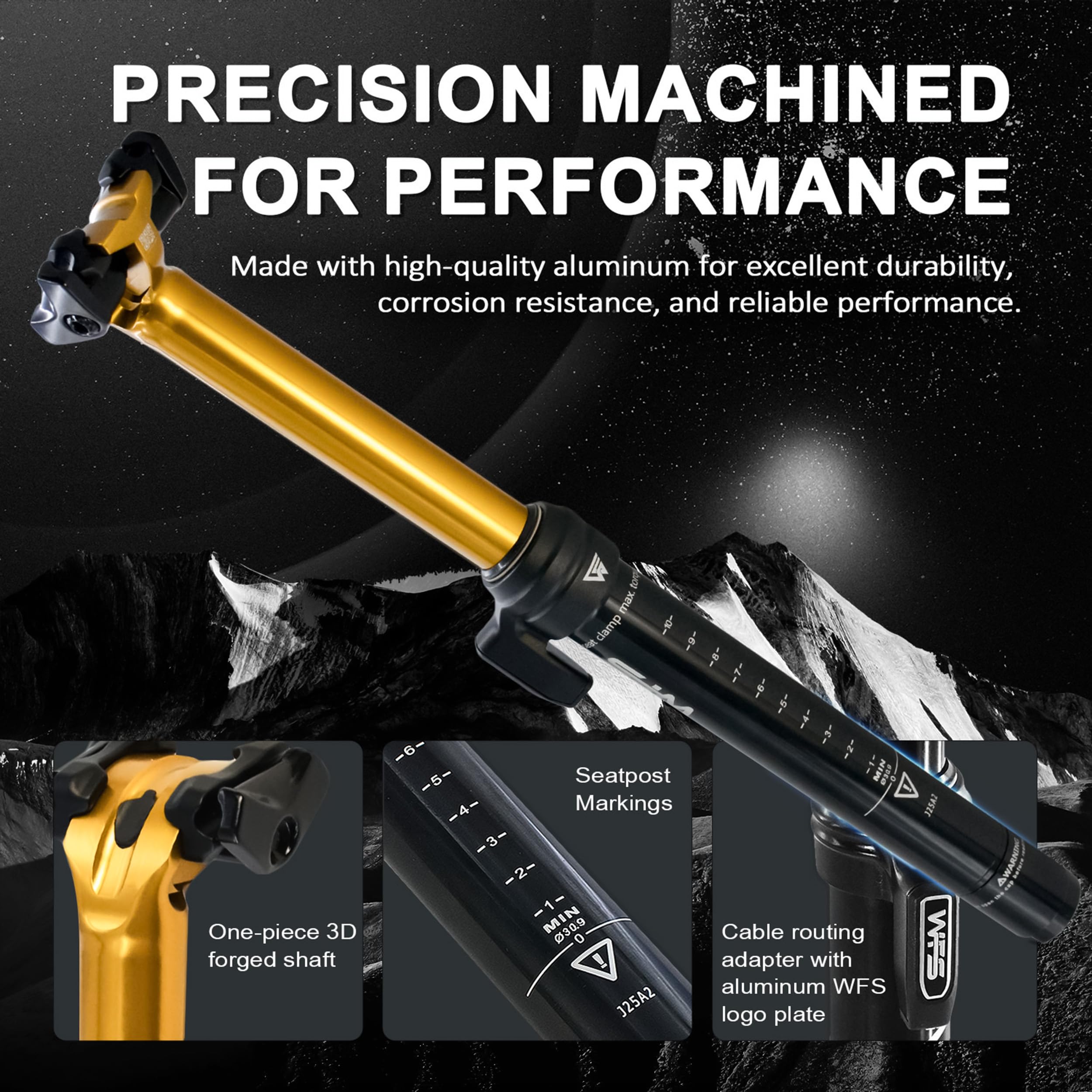 WFS Vresa External Dropper Post, Factory Gold with Lever Kits