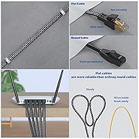 Vista 5 de Cable Ethernet Cat 8 de 30 pies, cable para conexión de red LAN Cat8, 26AWG de nailon trenzado de alta velocidad, cable plano aislado de 40 Gbps