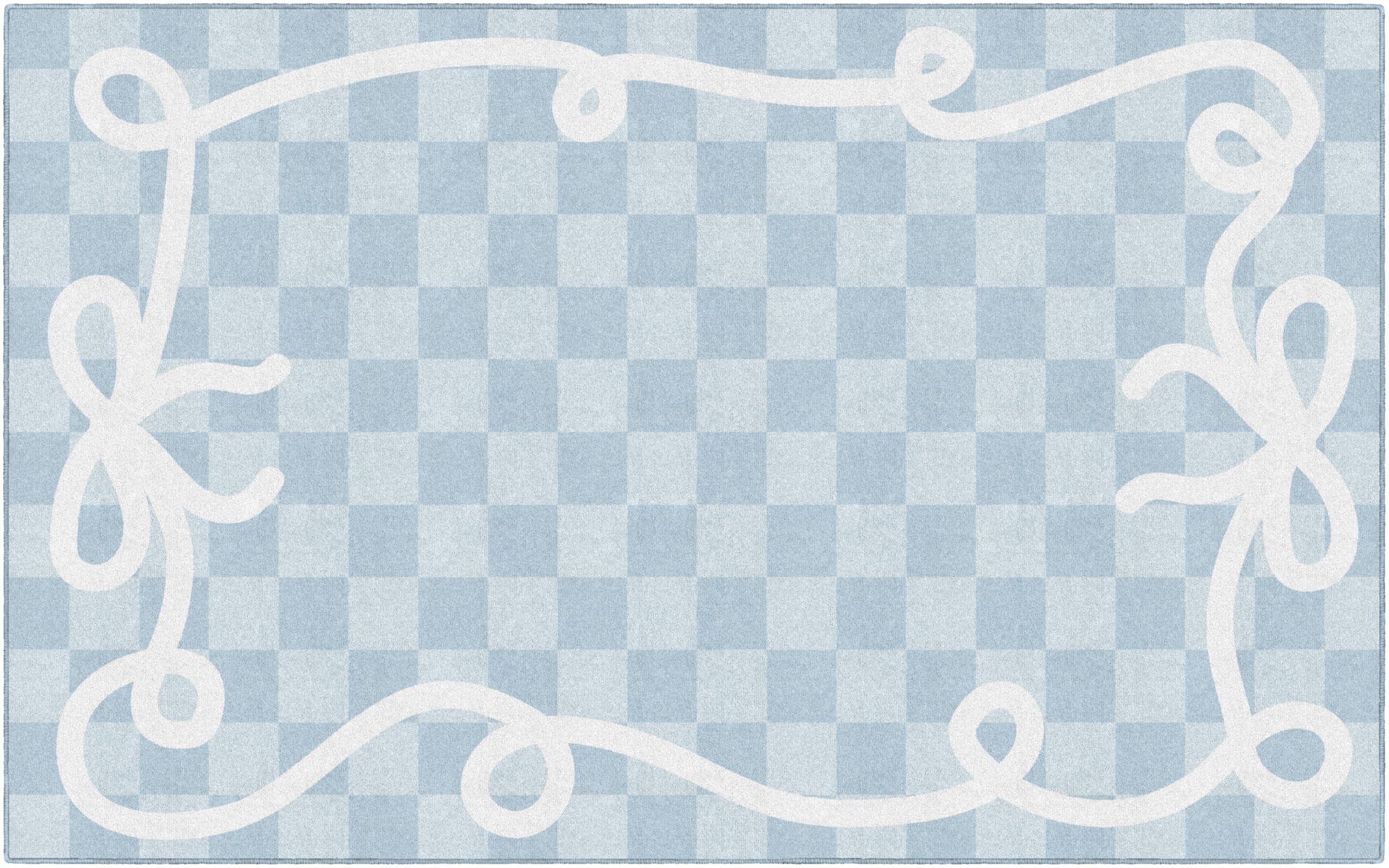 Transform Your Classroom or Playroom with the Flagship Carpets Bow Border in Blue Educational Area Rug – 7'6" X 12' Spacious Design