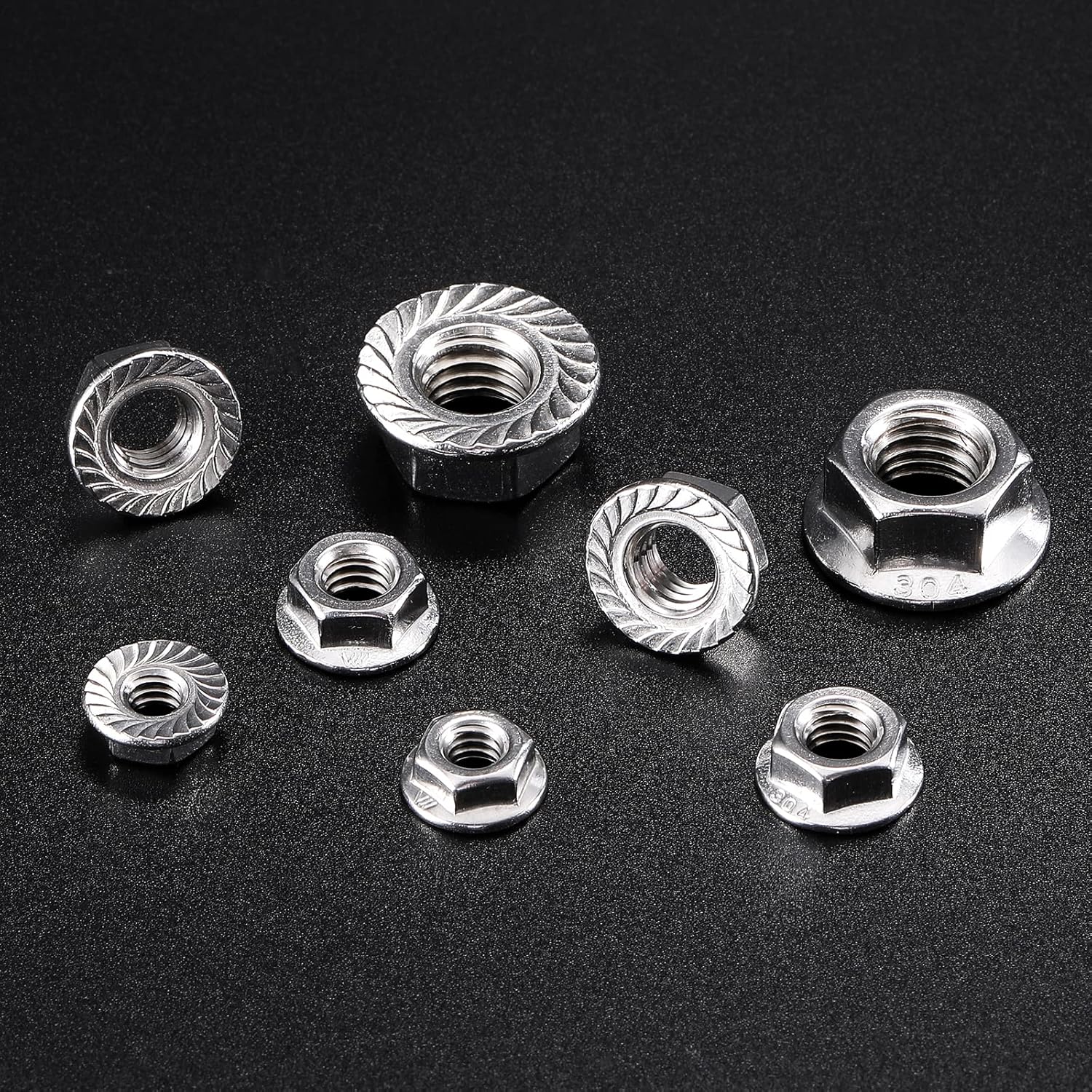 1/2-13 Serrated Flange Hex Lock Nuts 100Pcs 304 Stainless Steel 18-8, Full Thread, Hex Drive, Bright Finish by SG TZH