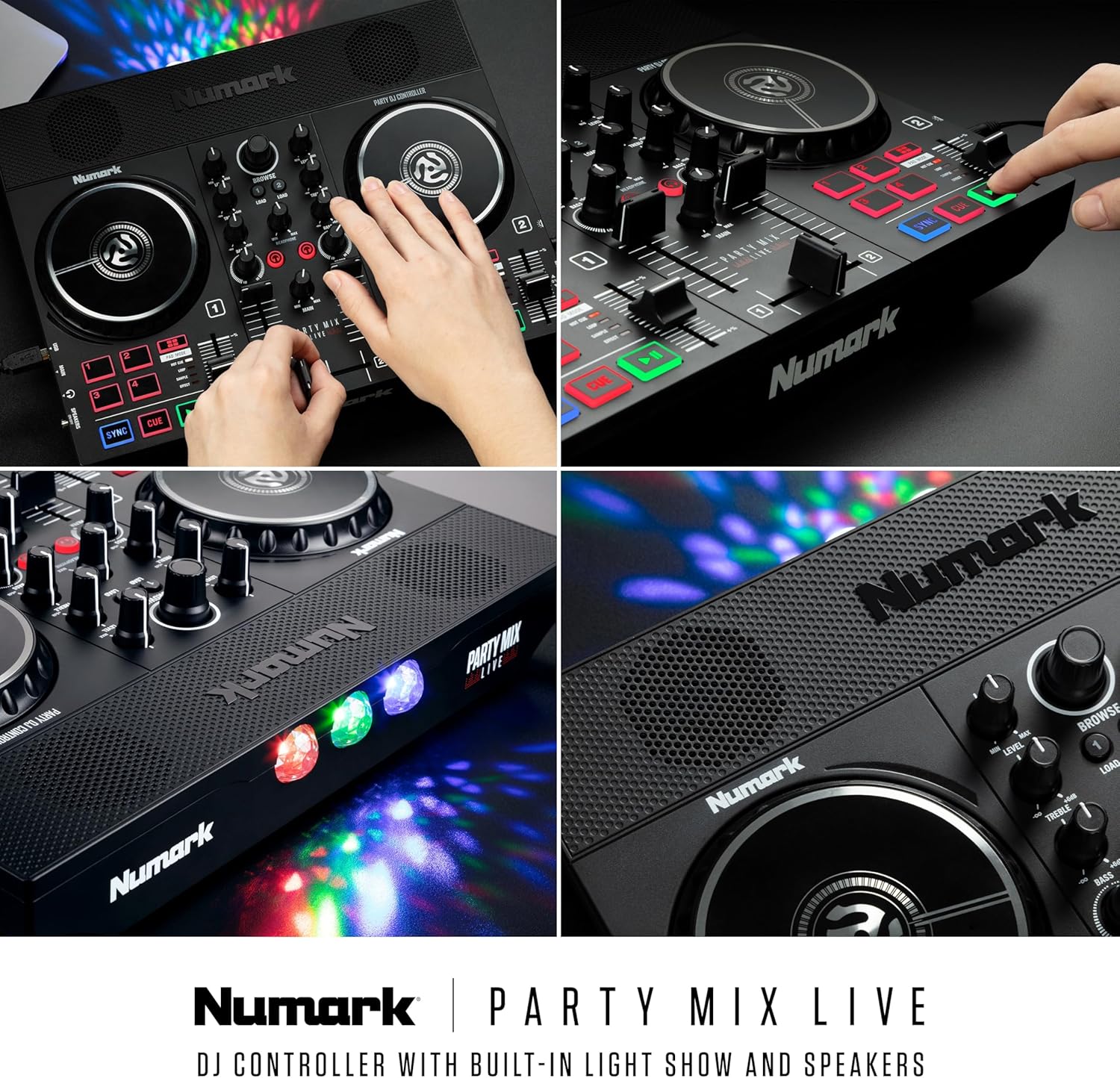 Numark Party Mix Live DJ Controller with Speakers, Lights, 2 Decks, Mixer, Audio Interface and Serato Lite - Image 8