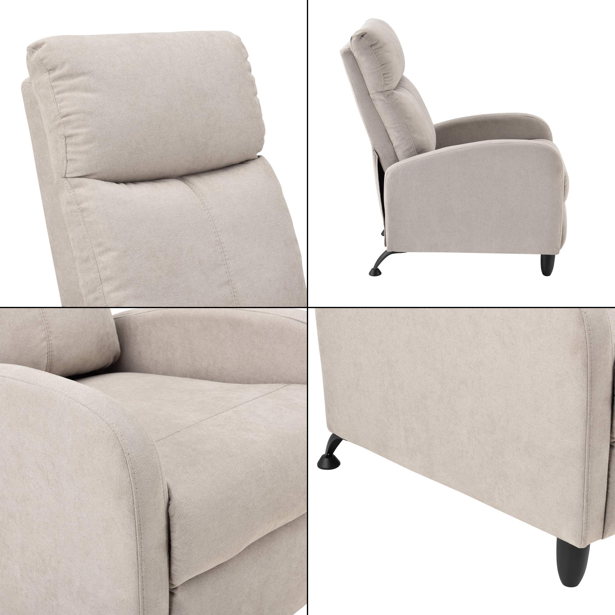 [en.casa] Fotel tapicerowany Bregenz fotel relaksacyjny 102 x 60 x 92 cm, fotel do leżenia, fotel telewizyjny z regulowanym oparciem, fotel do oglądania telewizji, z tkaniny, brązowy