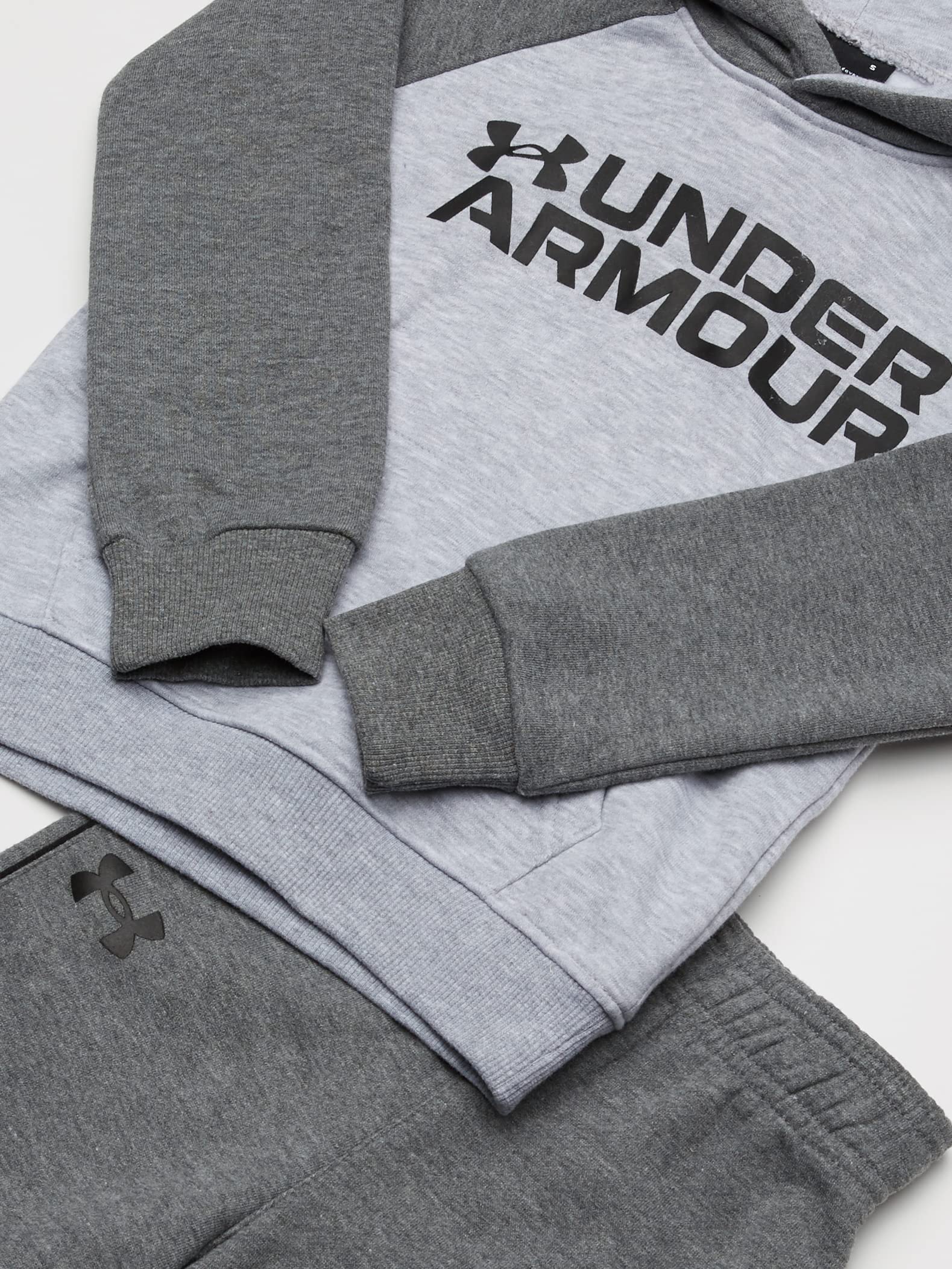 Under Armour Chłopięca bluza z kapturem i joggerami z długim rękawem i logo, Szary, 6