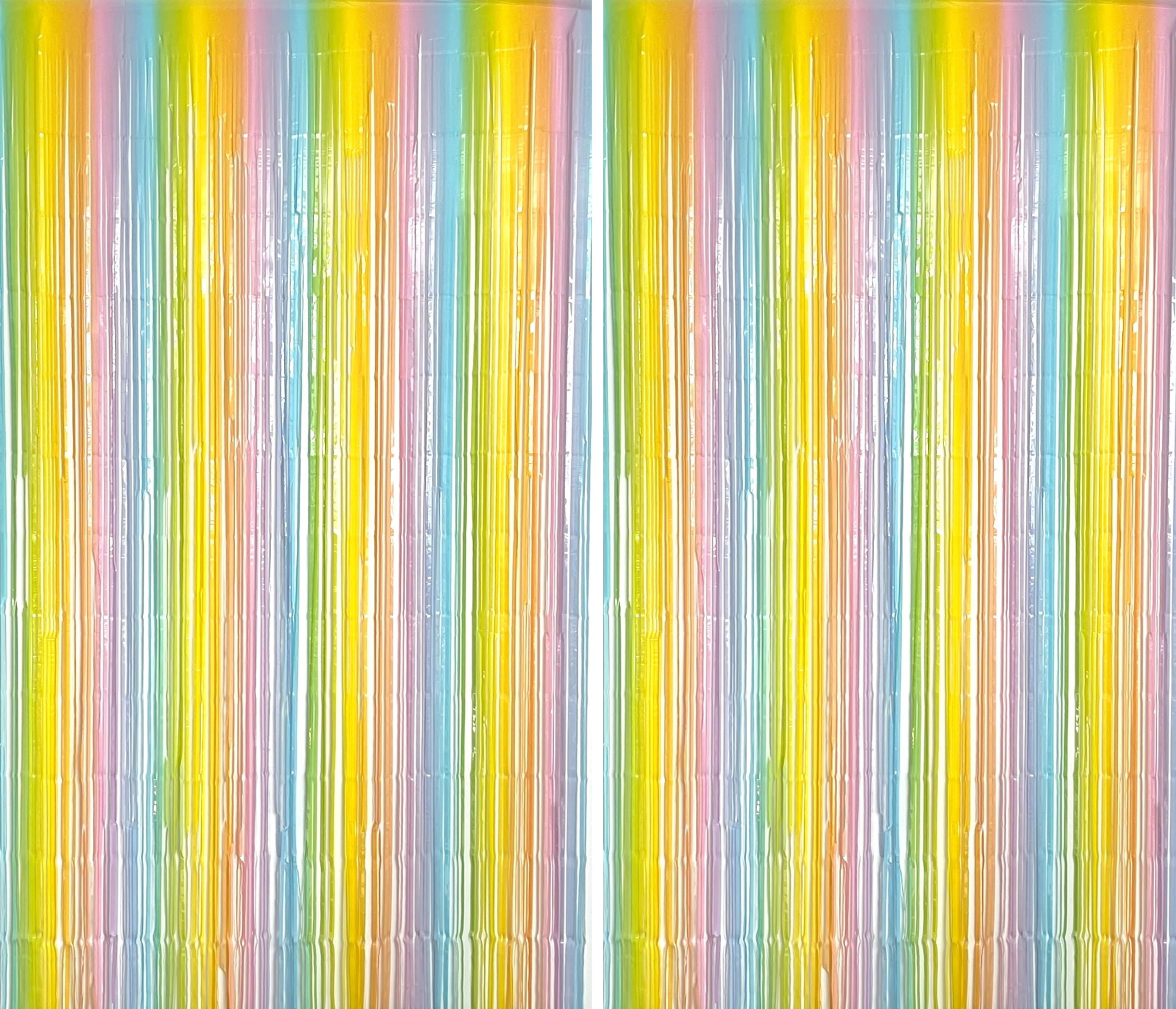 Rideaux Franges Arc-en-Ciel PHENO - 2x2,5m - Brillant Métallique - Déco Fête Nouvel An & Anniversaire